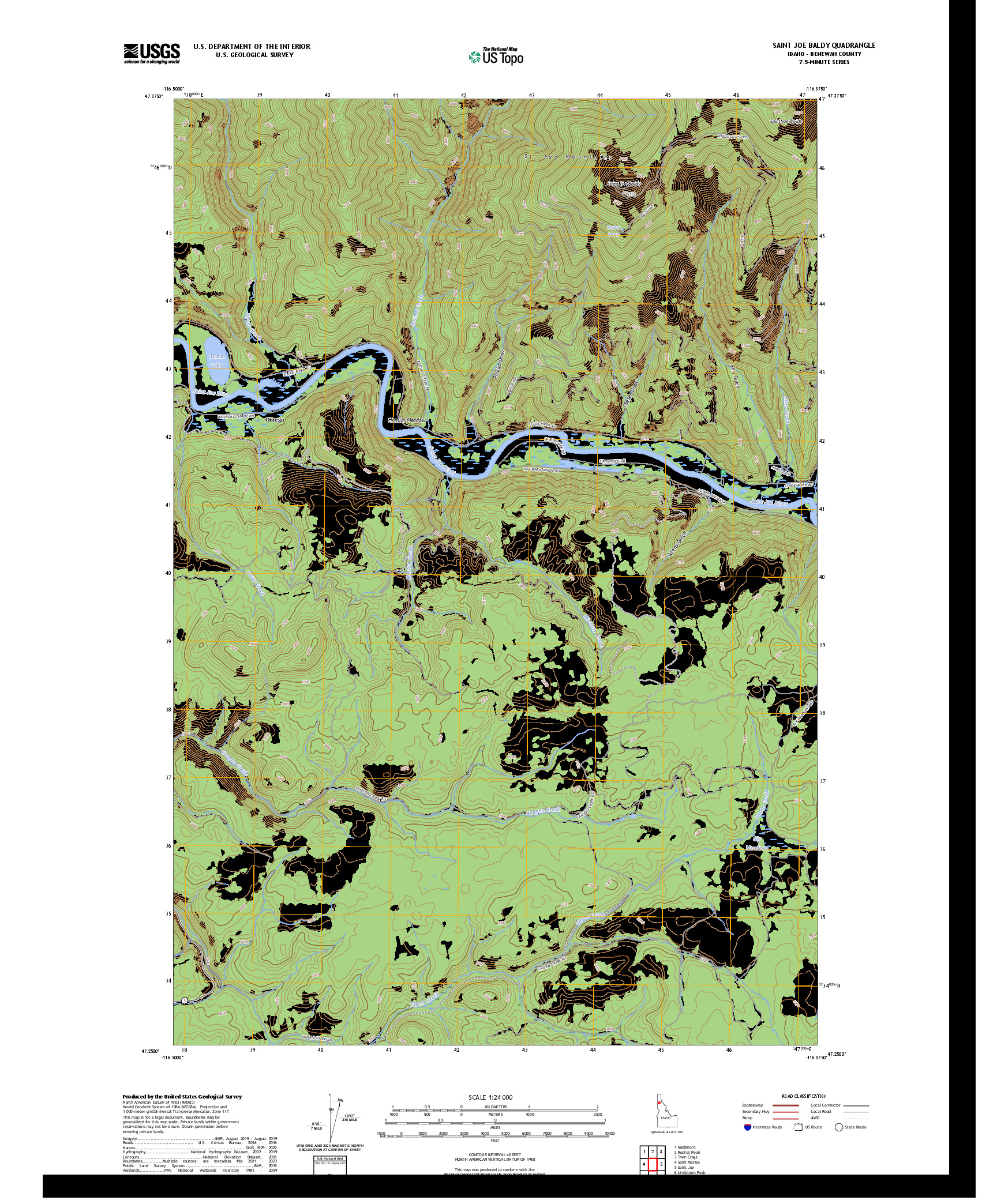 US TOPO 7.5-MINUTE MAP FOR SAINT JOE BALDY, ID