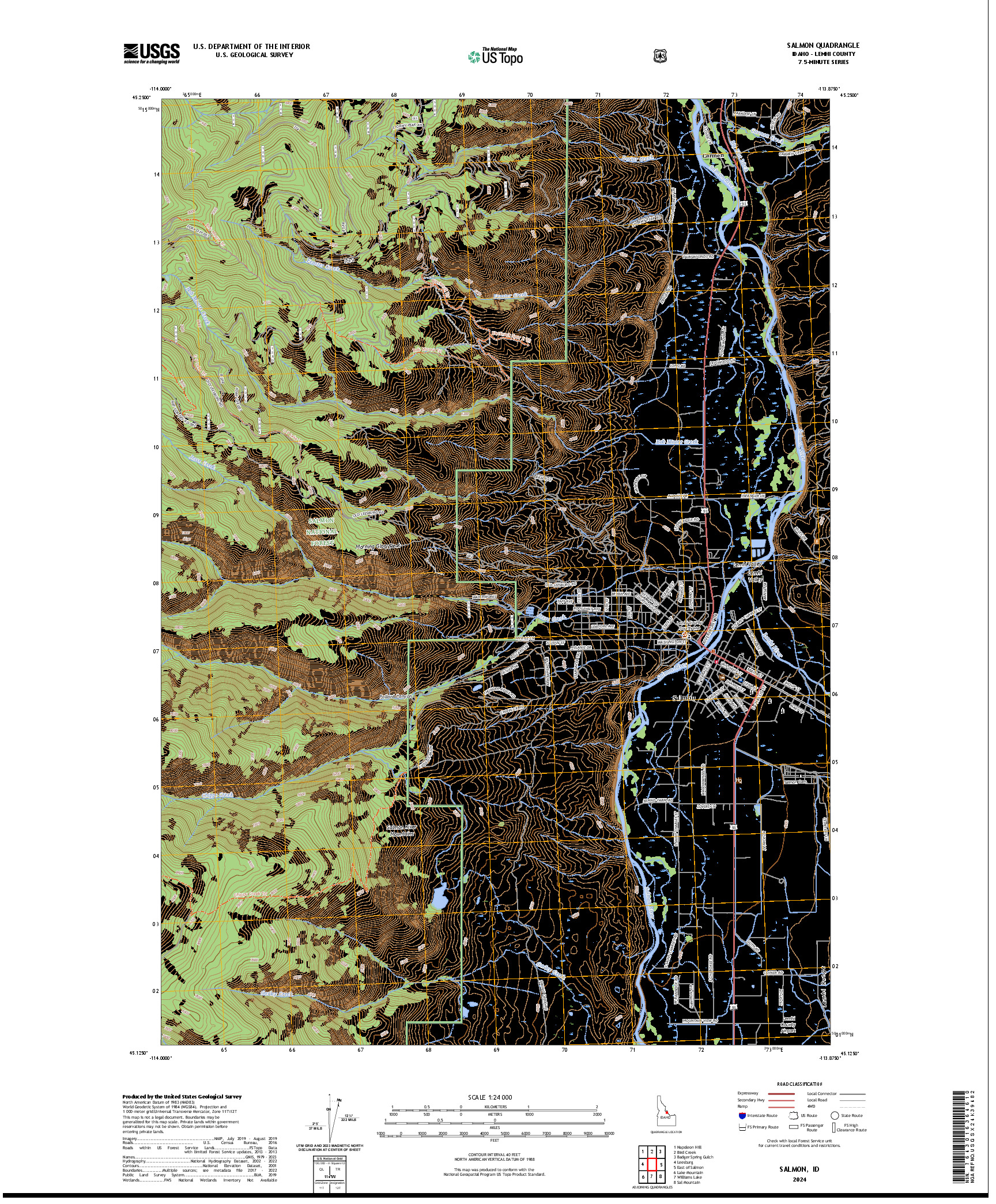 US TOPO 7.5-MINUTE MAP FOR SALMON, ID