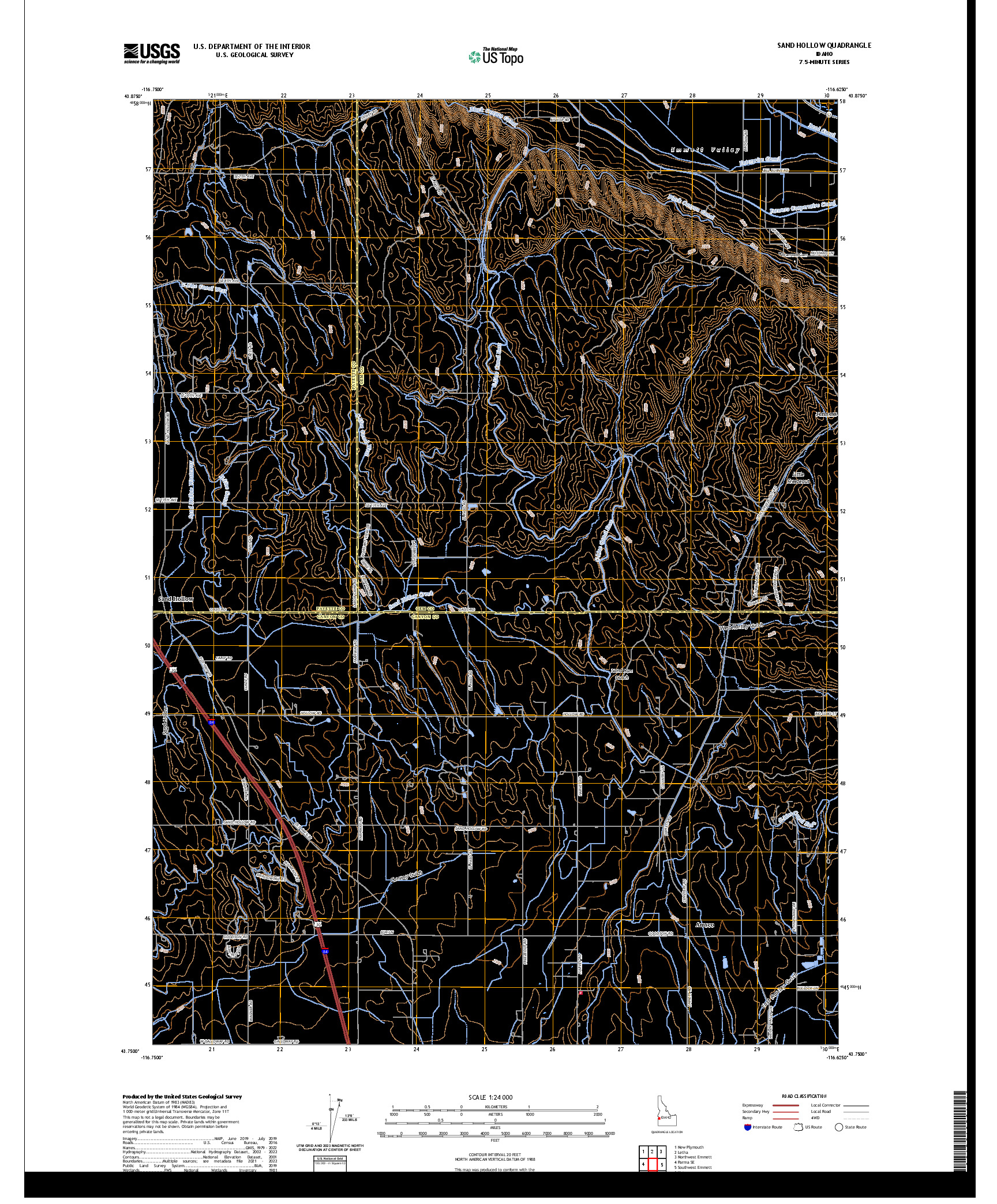 US TOPO 7.5-MINUTE MAP FOR SAND HOLLOW, ID