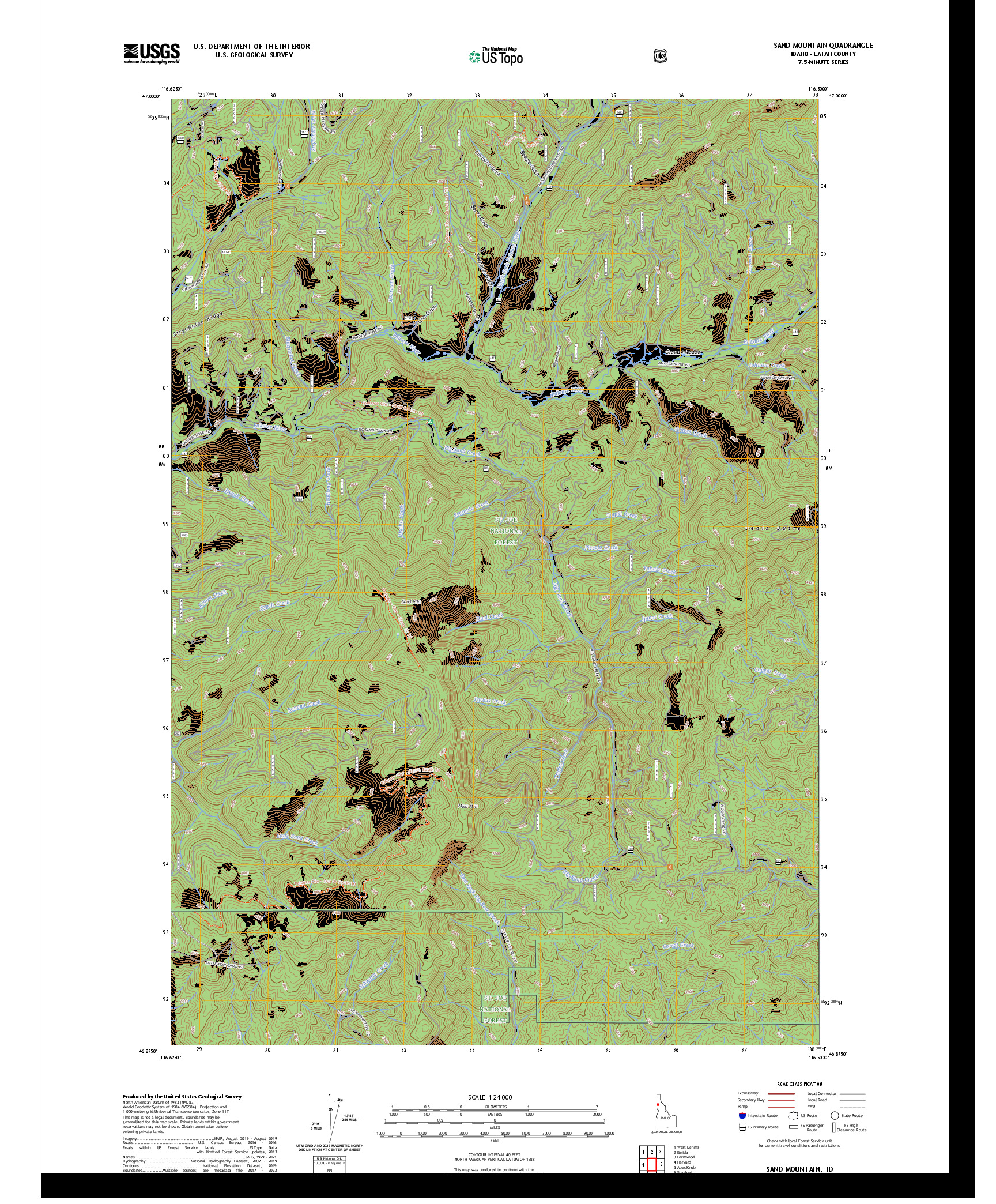 US TOPO 7.5-MINUTE MAP FOR SAND MOUNTAIN, ID