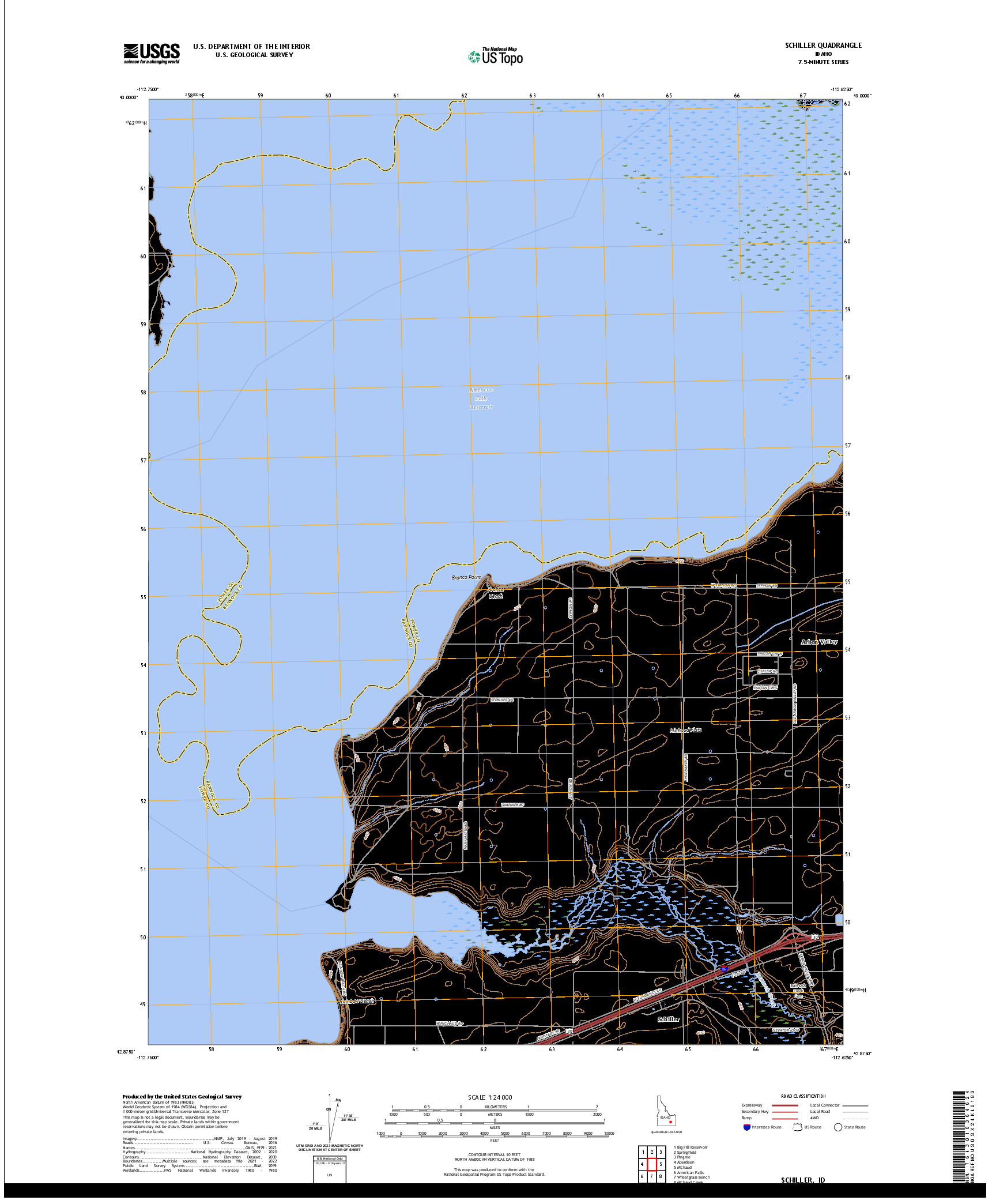 US TOPO 7.5-MINUTE MAP FOR SCHILLER, ID