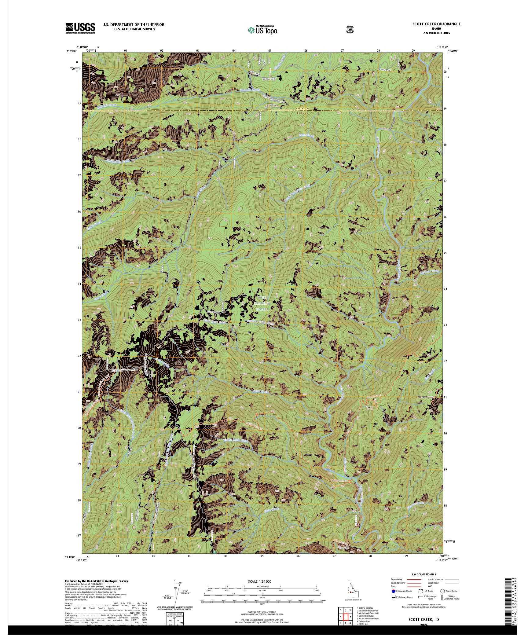 US TOPO 7.5-MINUTE MAP FOR SCOTT CREEK, ID