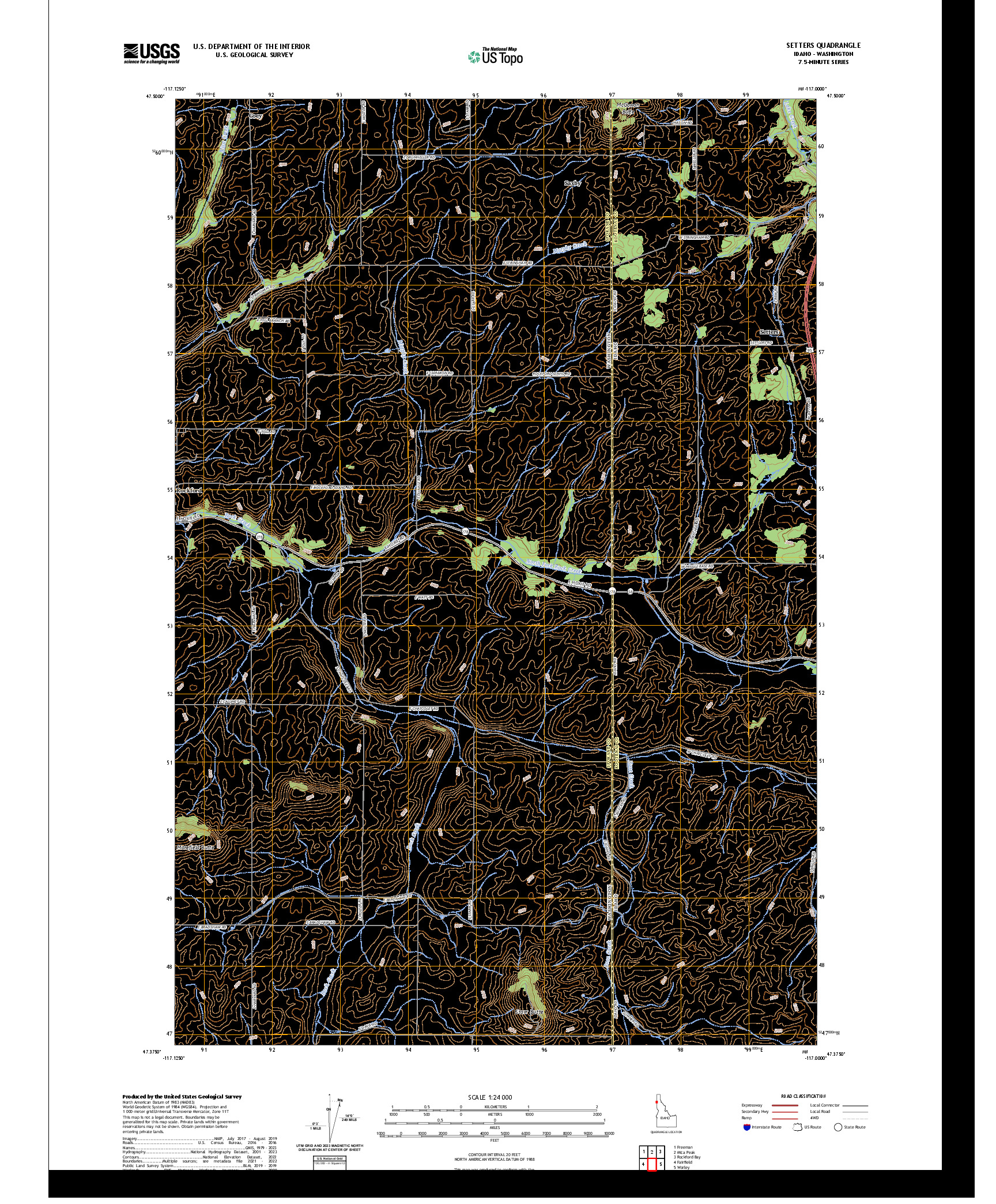 US TOPO 7.5-MINUTE MAP FOR SETTERS, ID,WA
