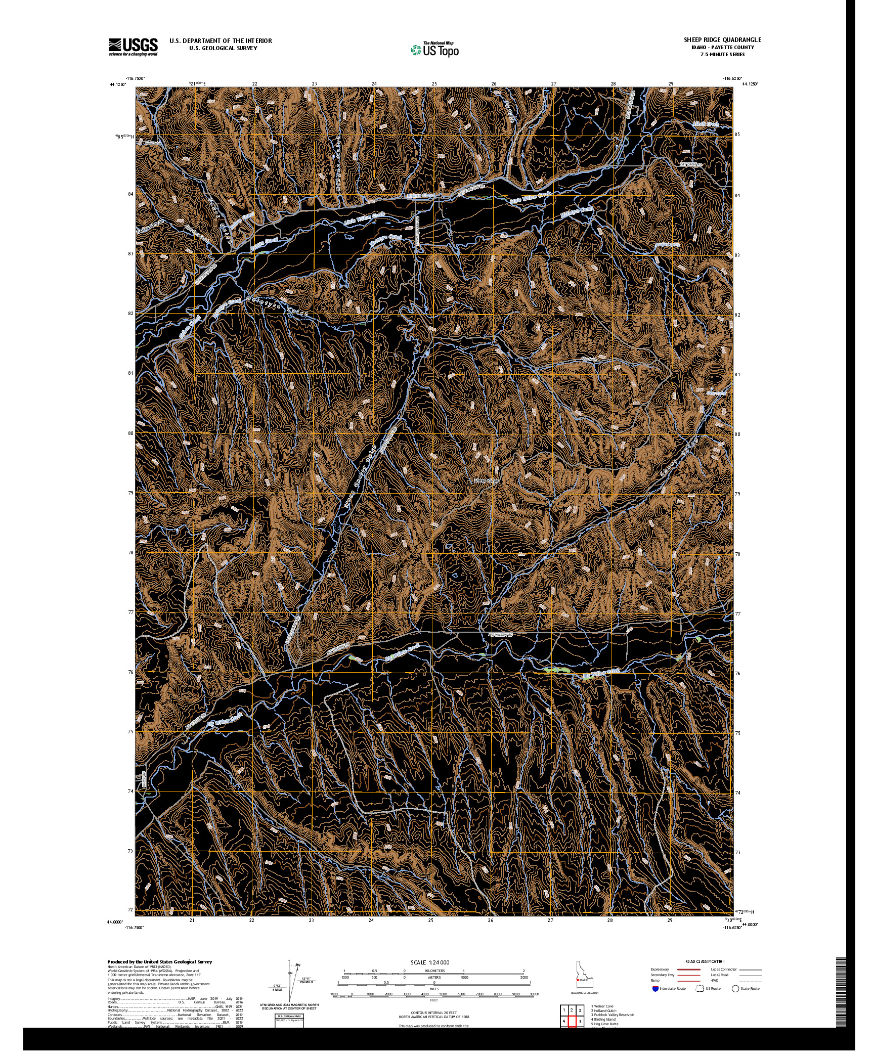 US TOPO 7.5-MINUTE MAP FOR SHEEP RIDGE, ID