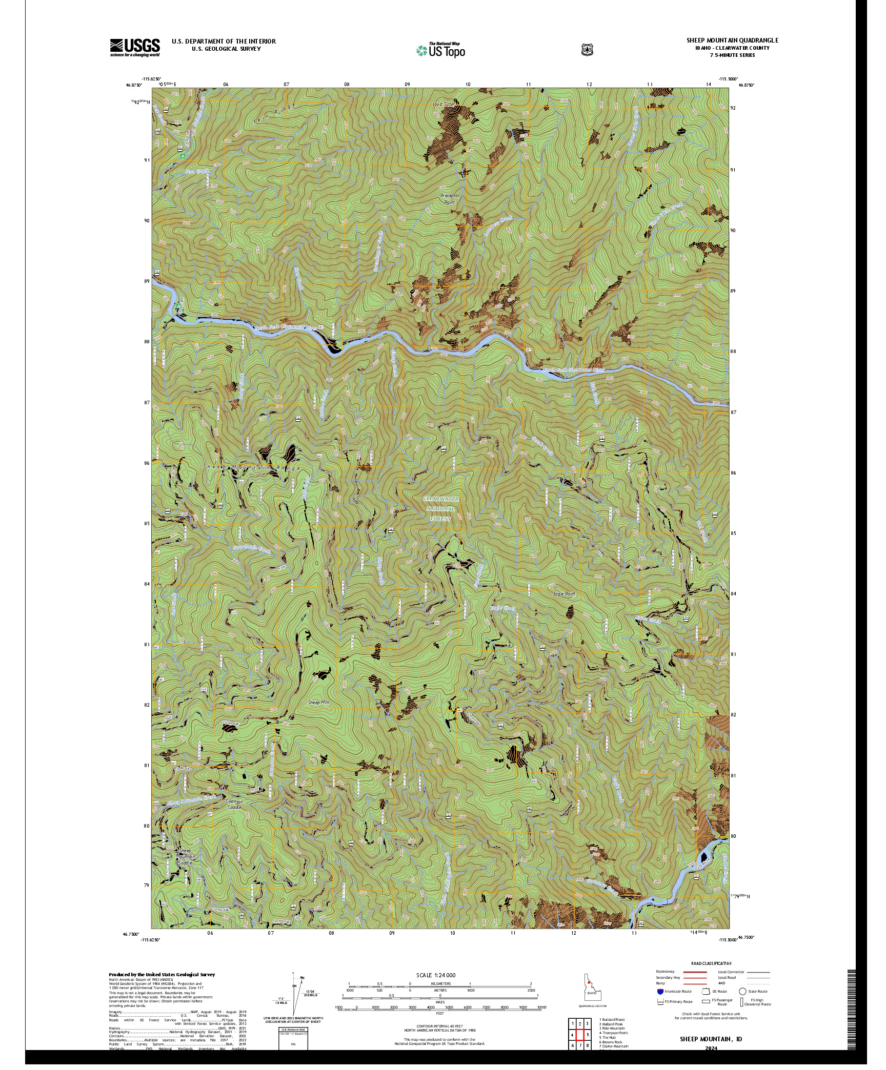 US TOPO 7.5-MINUTE MAP FOR SHEEP MOUNTAIN, ID