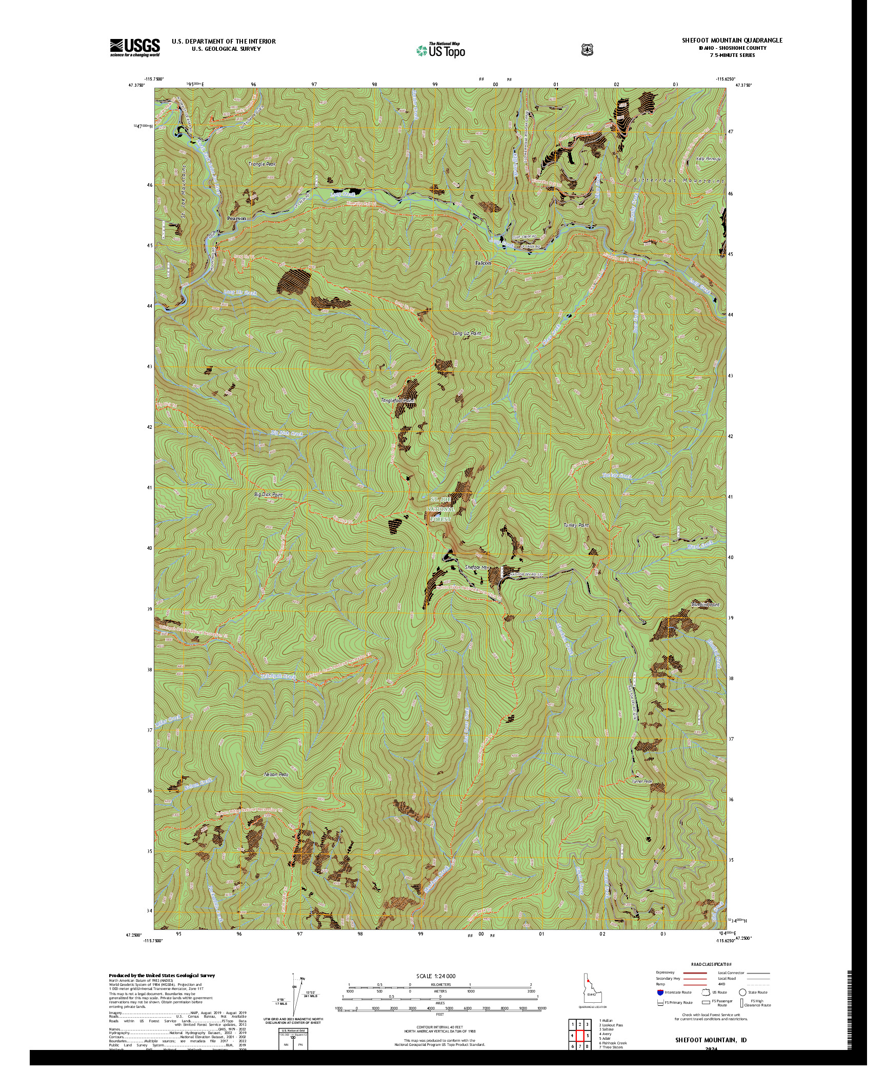 US TOPO 7.5-MINUTE MAP FOR SHEFOOT MOUNTAIN, ID