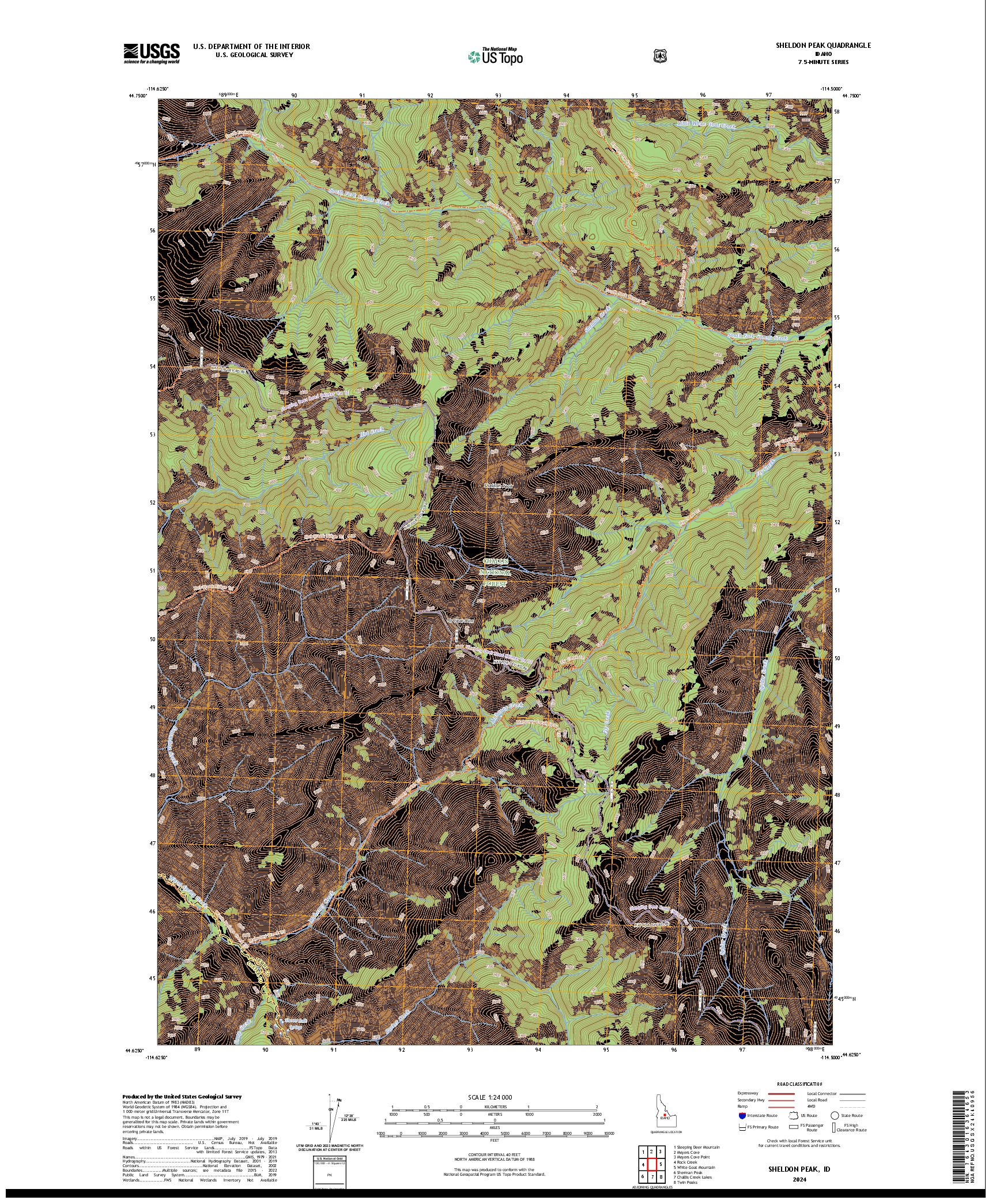 US TOPO 7.5-MINUTE MAP FOR SHELDON PEAK, ID