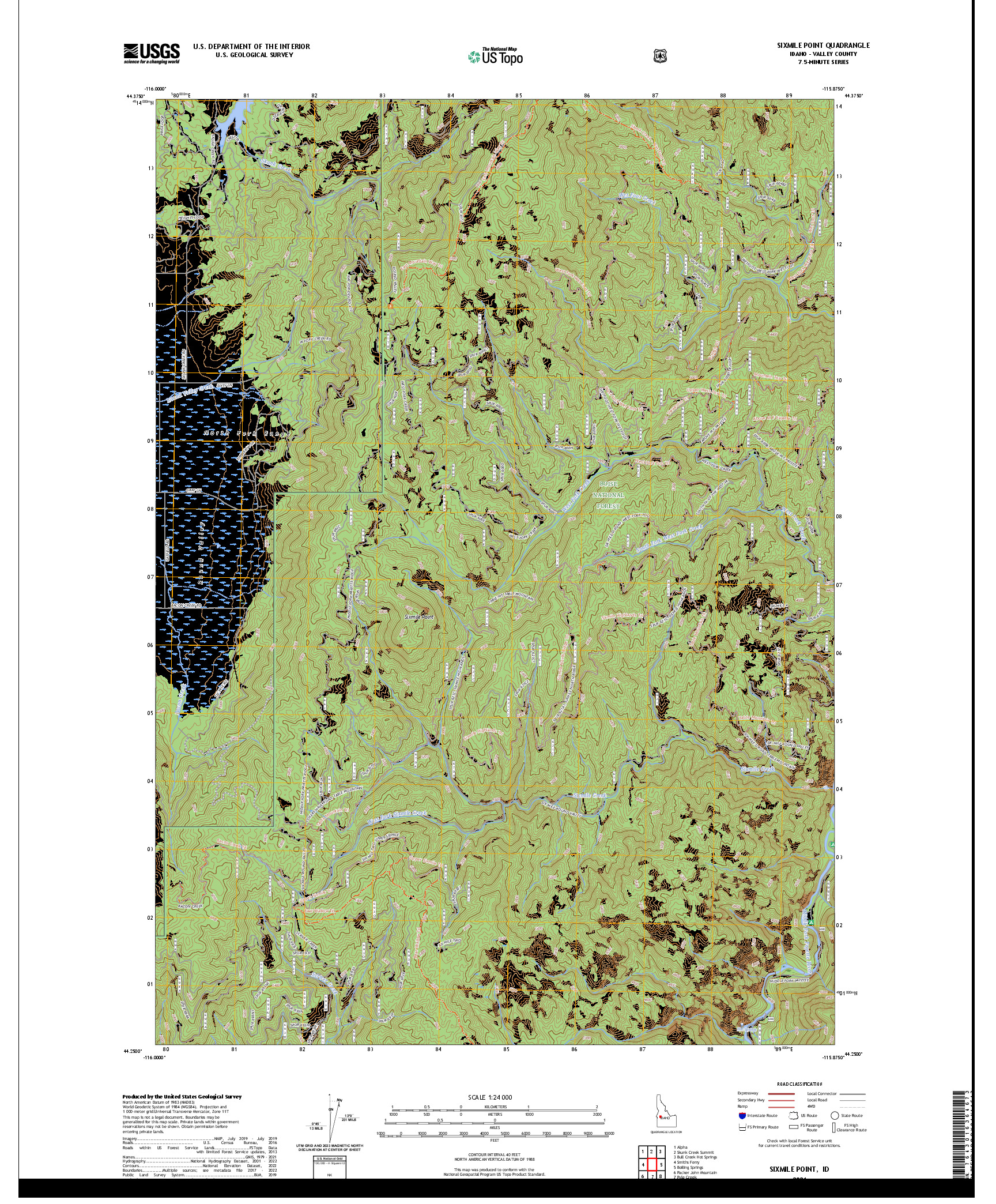 US TOPO 7.5-MINUTE MAP FOR SIXMILE POINT, ID