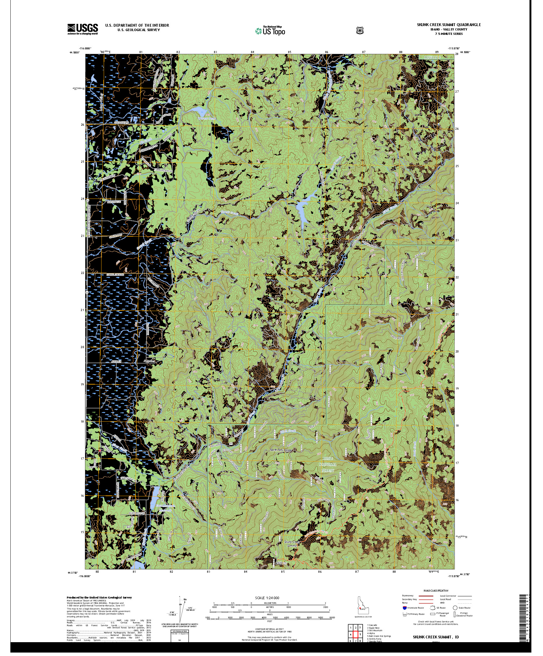 US TOPO 7.5-MINUTE MAP FOR SKUNK CREEK SUMMIT, ID