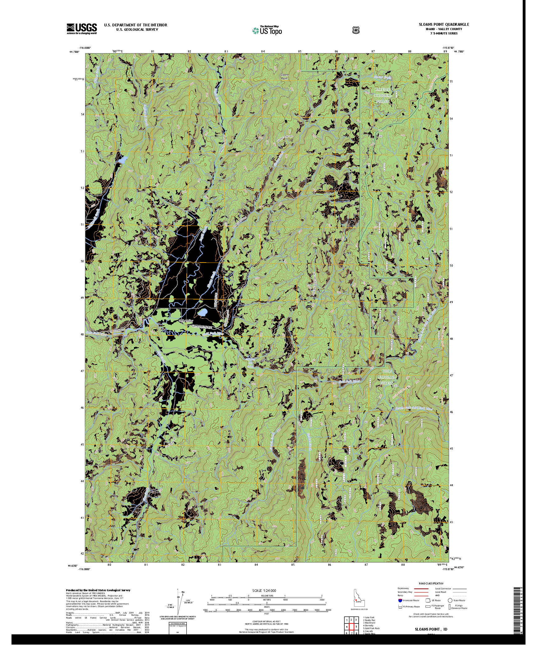 US TOPO 7.5-MINUTE MAP FOR SLOANS POINT, ID
