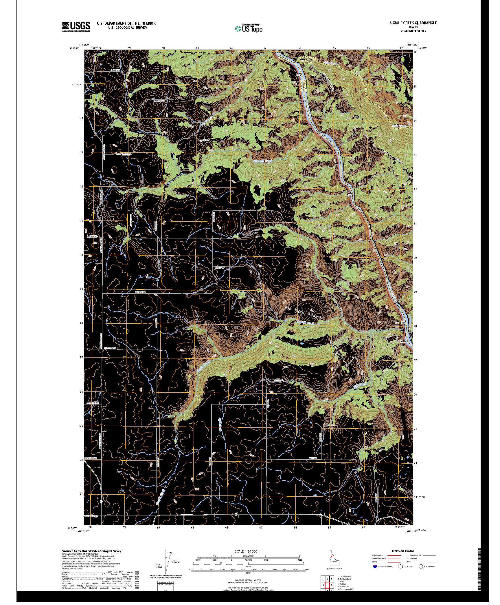 US TOPO 7.5-MINUTE MAP FOR SIXMILE CREEK, ID