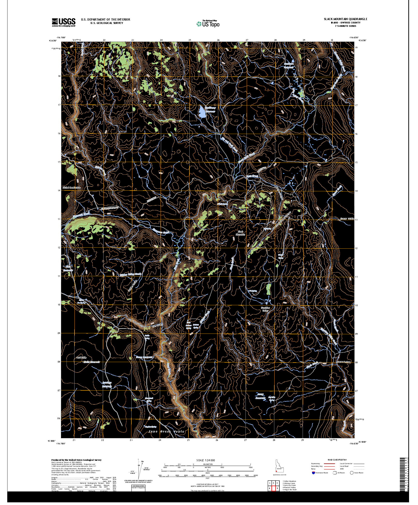 US TOPO 7.5-MINUTE MAP FOR SLACK MOUNTAIN, ID