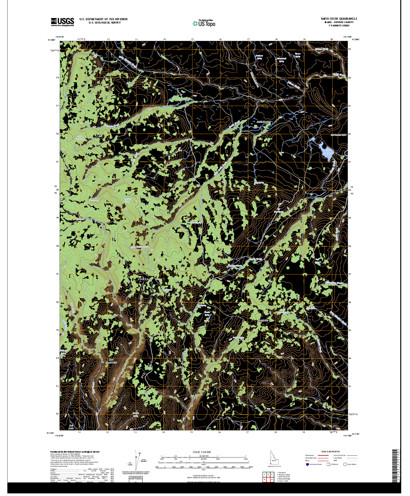 US TOPO 7.5-MINUTE MAP FOR SMITH CREEK, ID