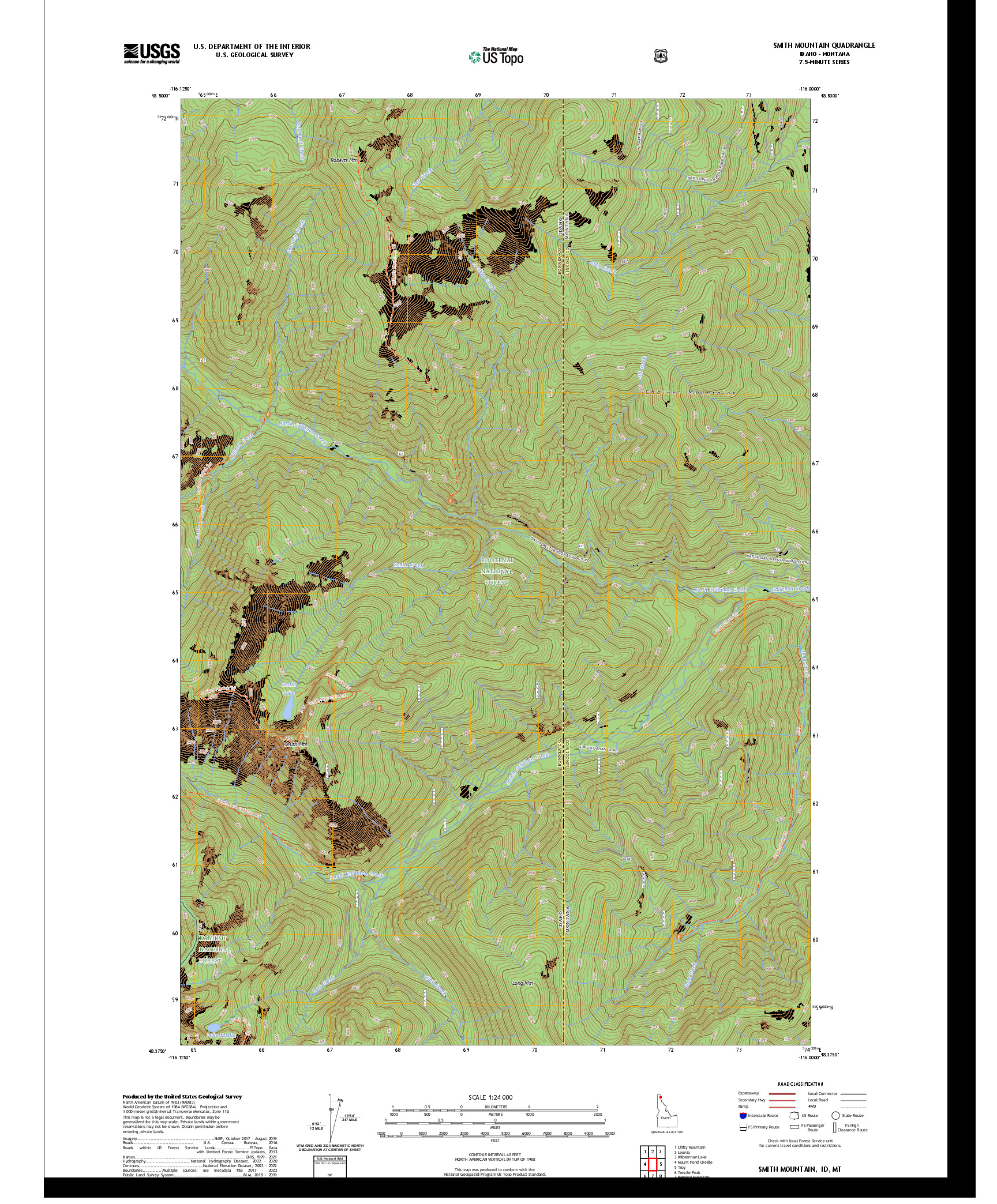 US TOPO 7.5-MINUTE MAP FOR SMITH MOUNTAIN, ID,MT