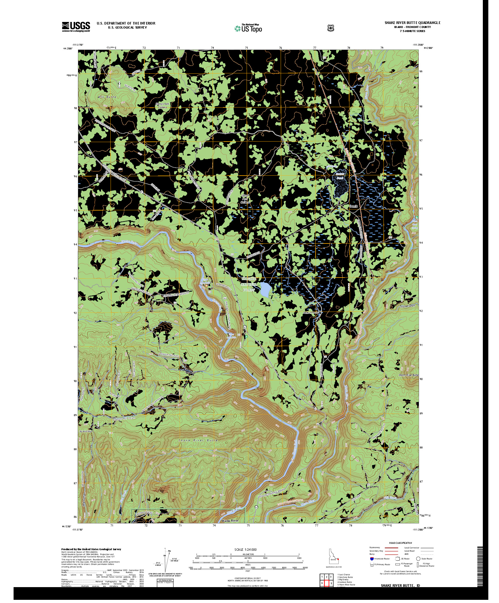 US TOPO 7.5-MINUTE MAP FOR SNAKE RIVER BUTTE, ID