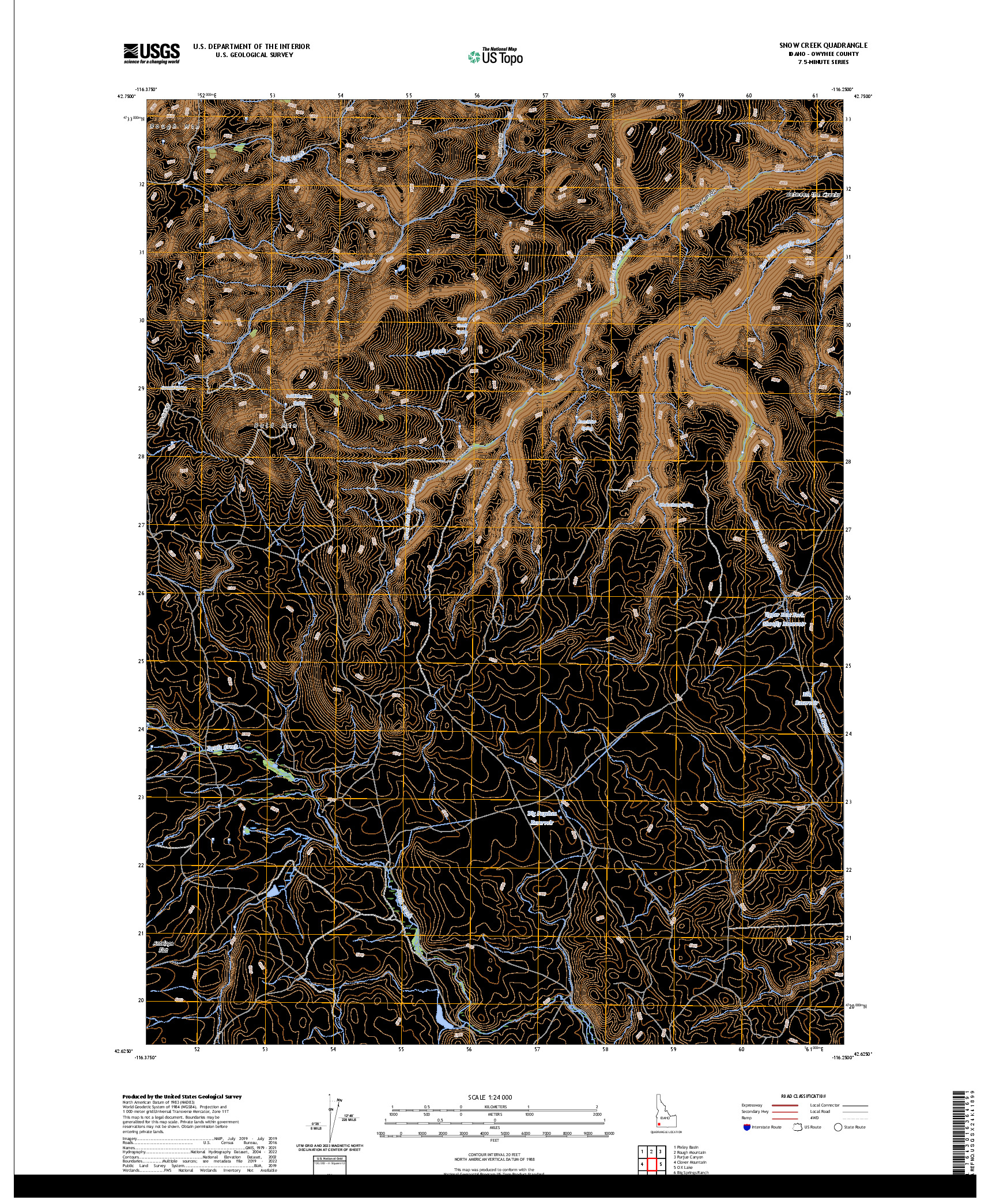 US TOPO 7.5-MINUTE MAP FOR SNOW CREEK, ID