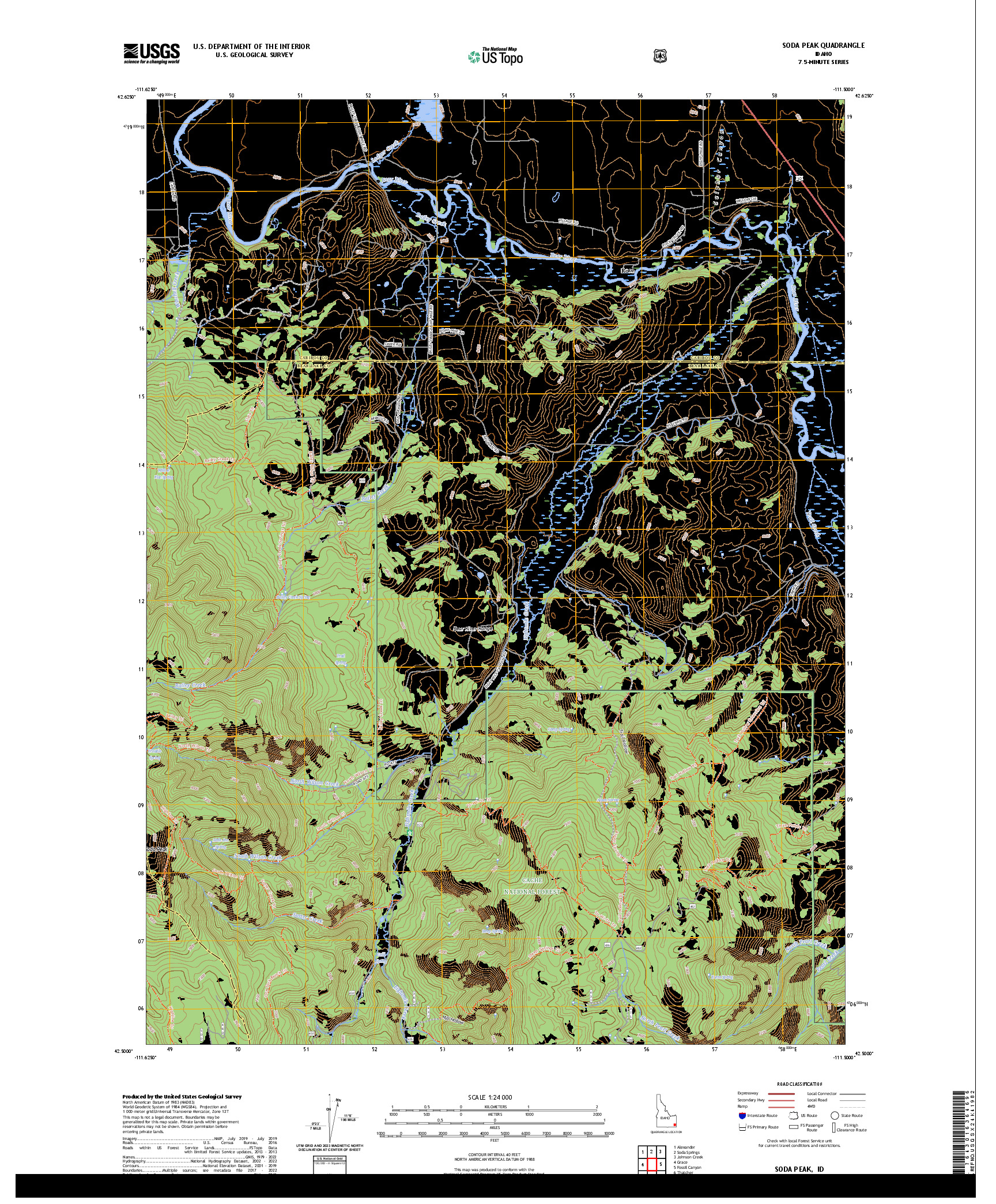 US TOPO 7.5-MINUTE MAP FOR SODA PEAK, ID