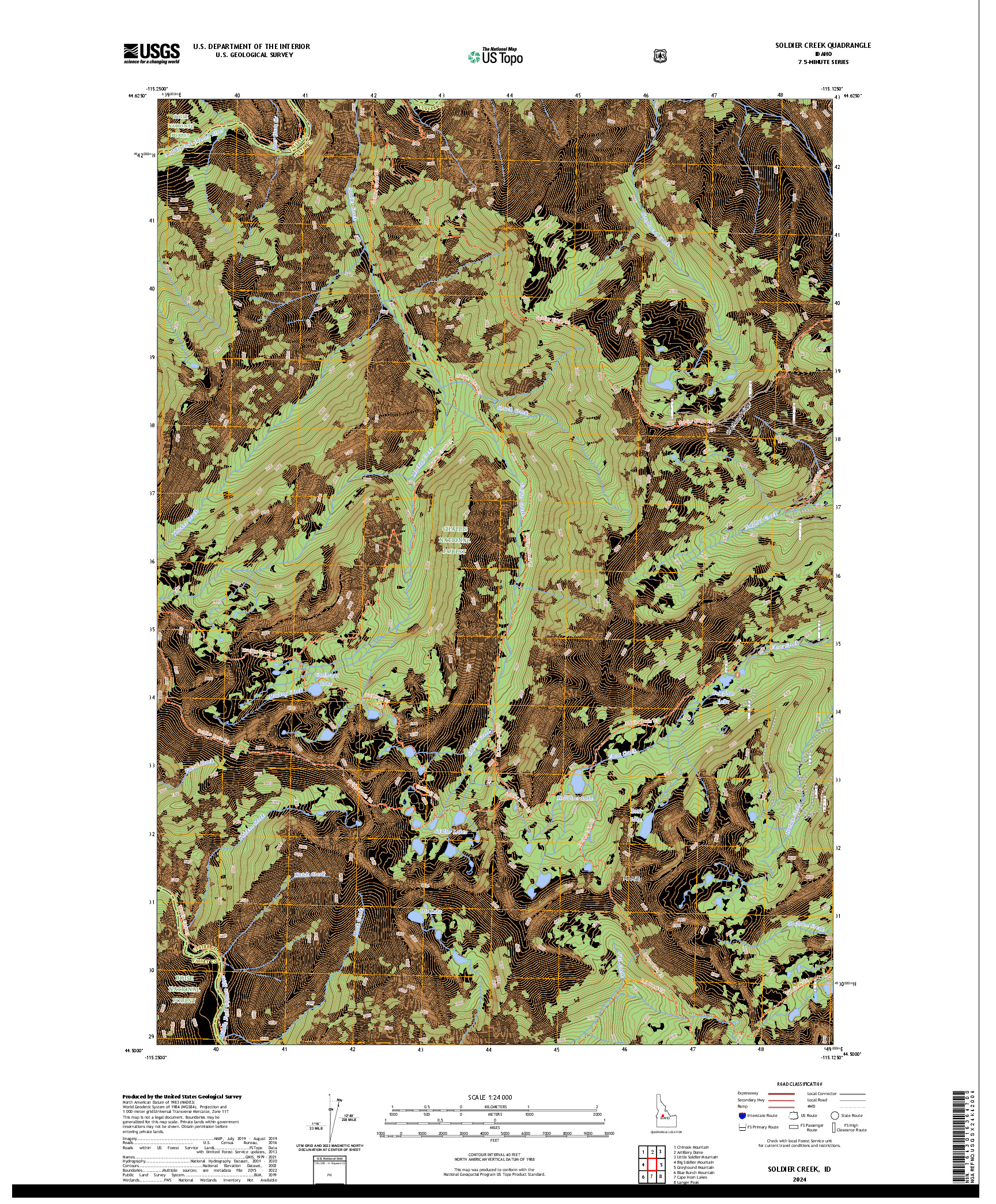 US TOPO 7.5-MINUTE MAP FOR SOLDIER CREEK, ID