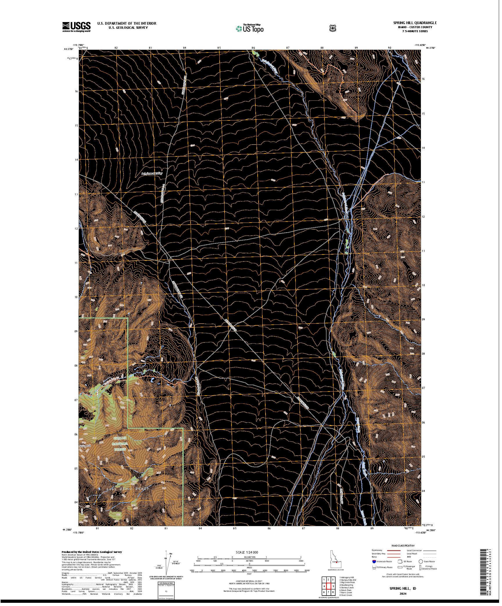 US TOPO 7.5-MINUTE MAP FOR SPRING HILL, ID