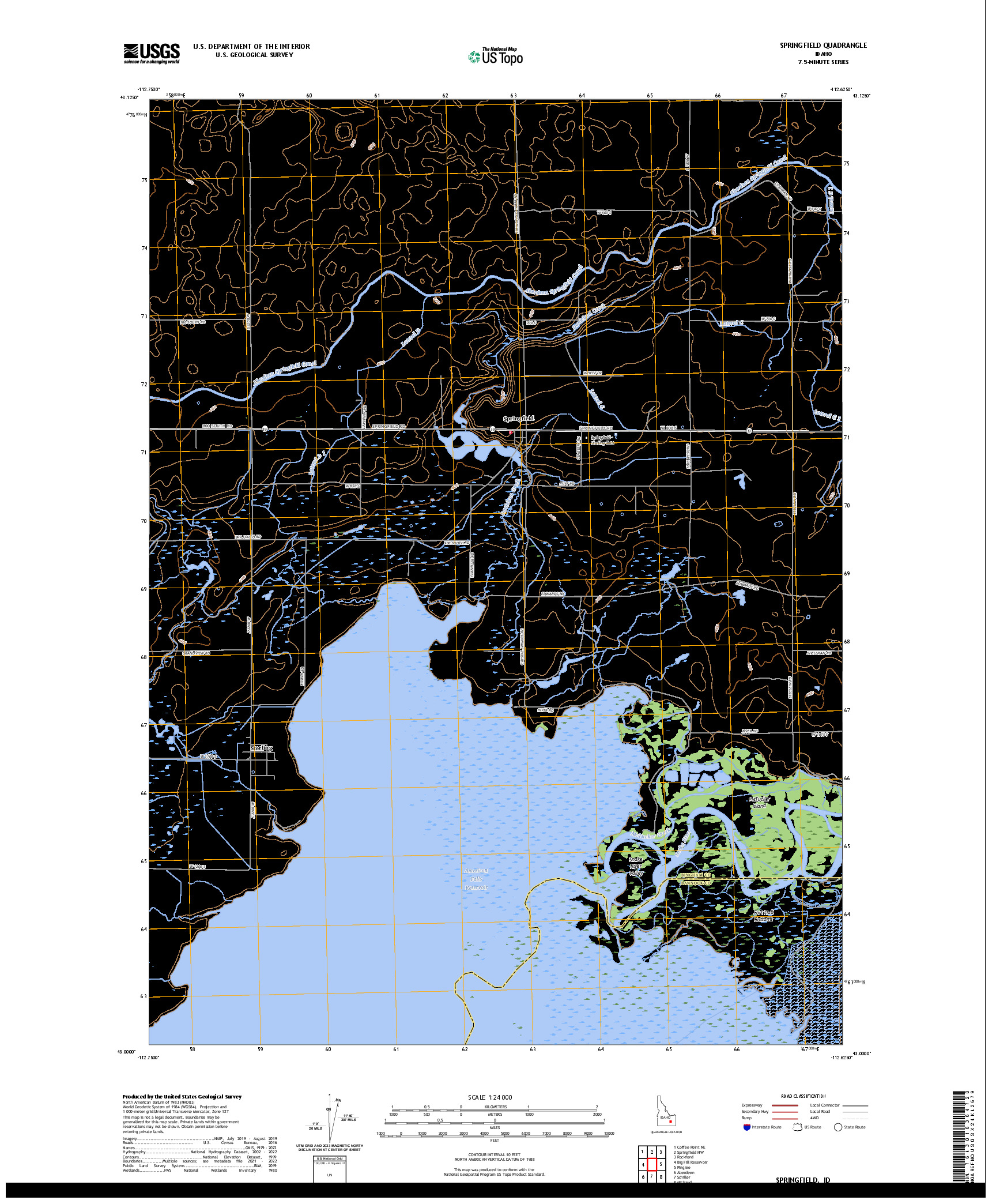 US TOPO 7.5-MINUTE MAP FOR SPRINGFIELD, ID
