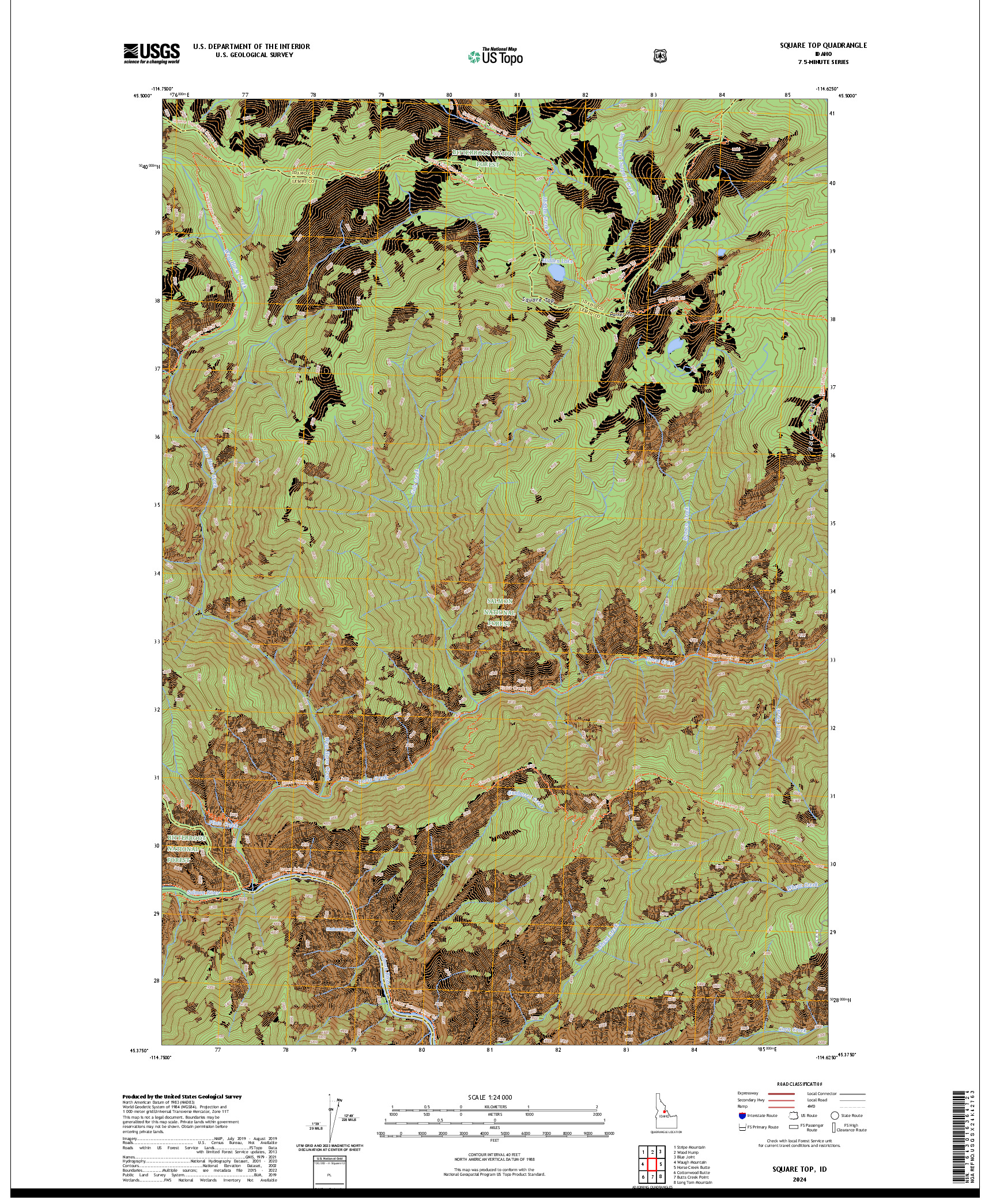 US TOPO 7.5-MINUTE MAP FOR SQUARE TOP, ID