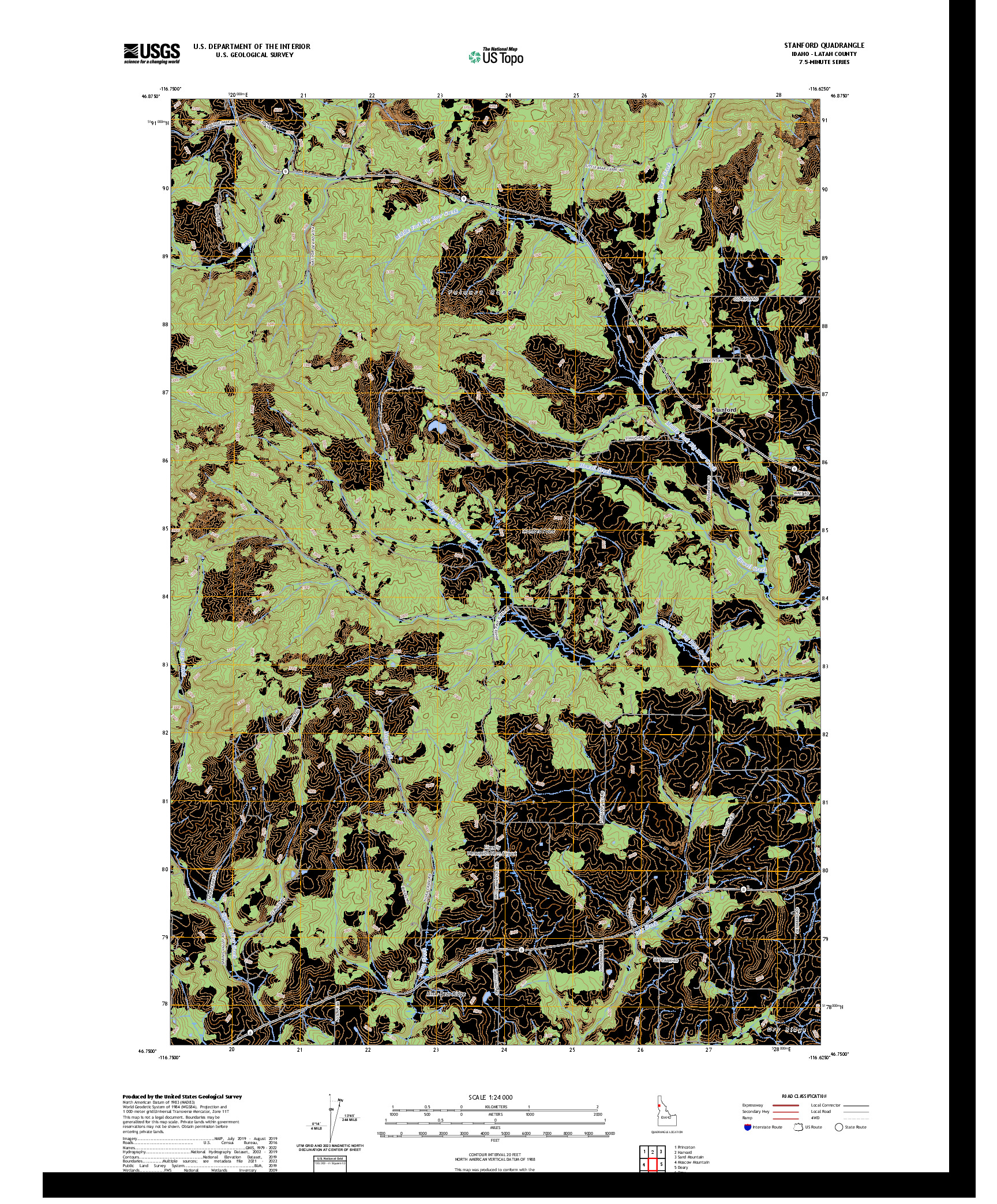 US TOPO 7.5-MINUTE MAP FOR STANFORD, ID
