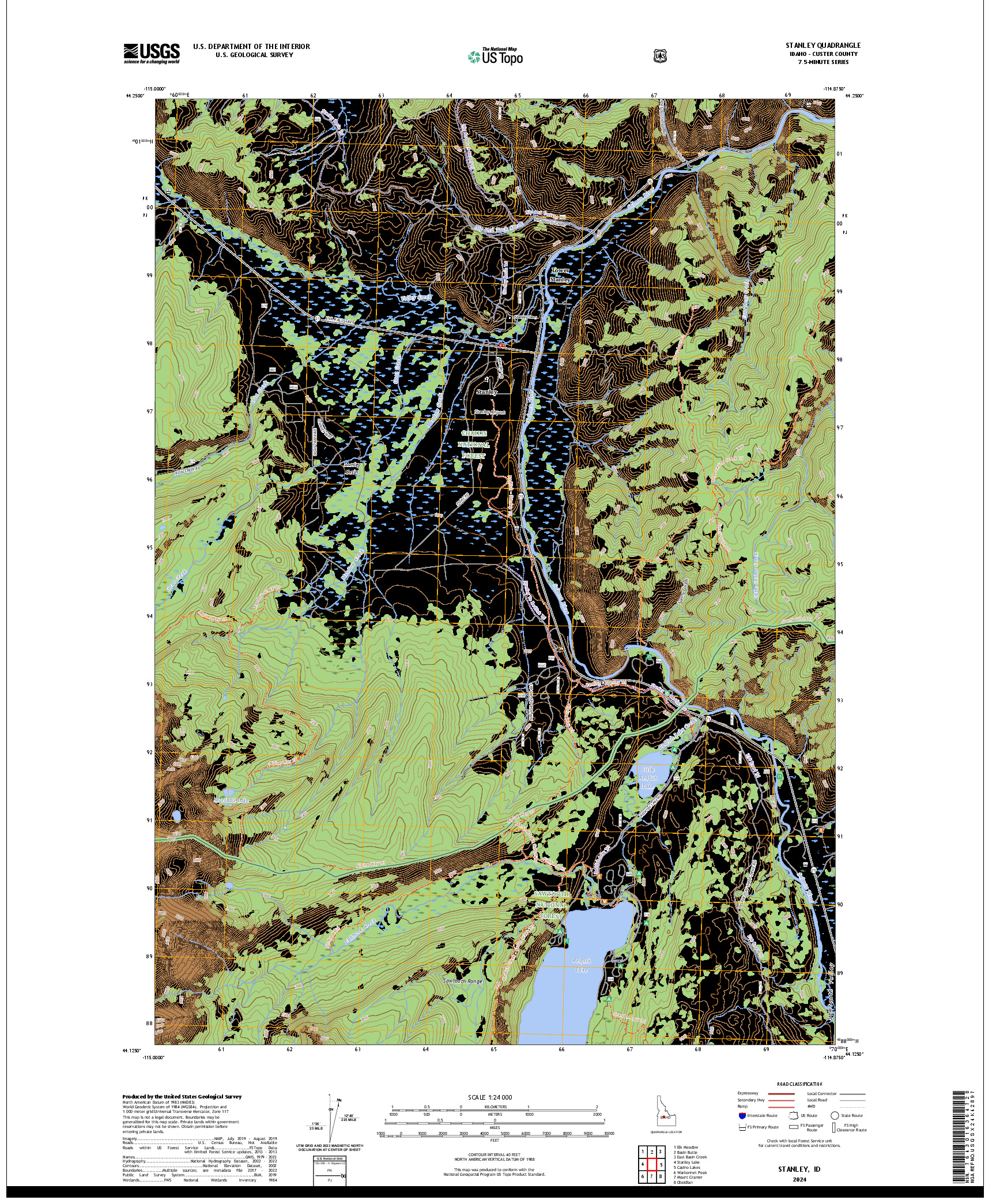US TOPO 7.5-MINUTE MAP FOR STANLEY, ID