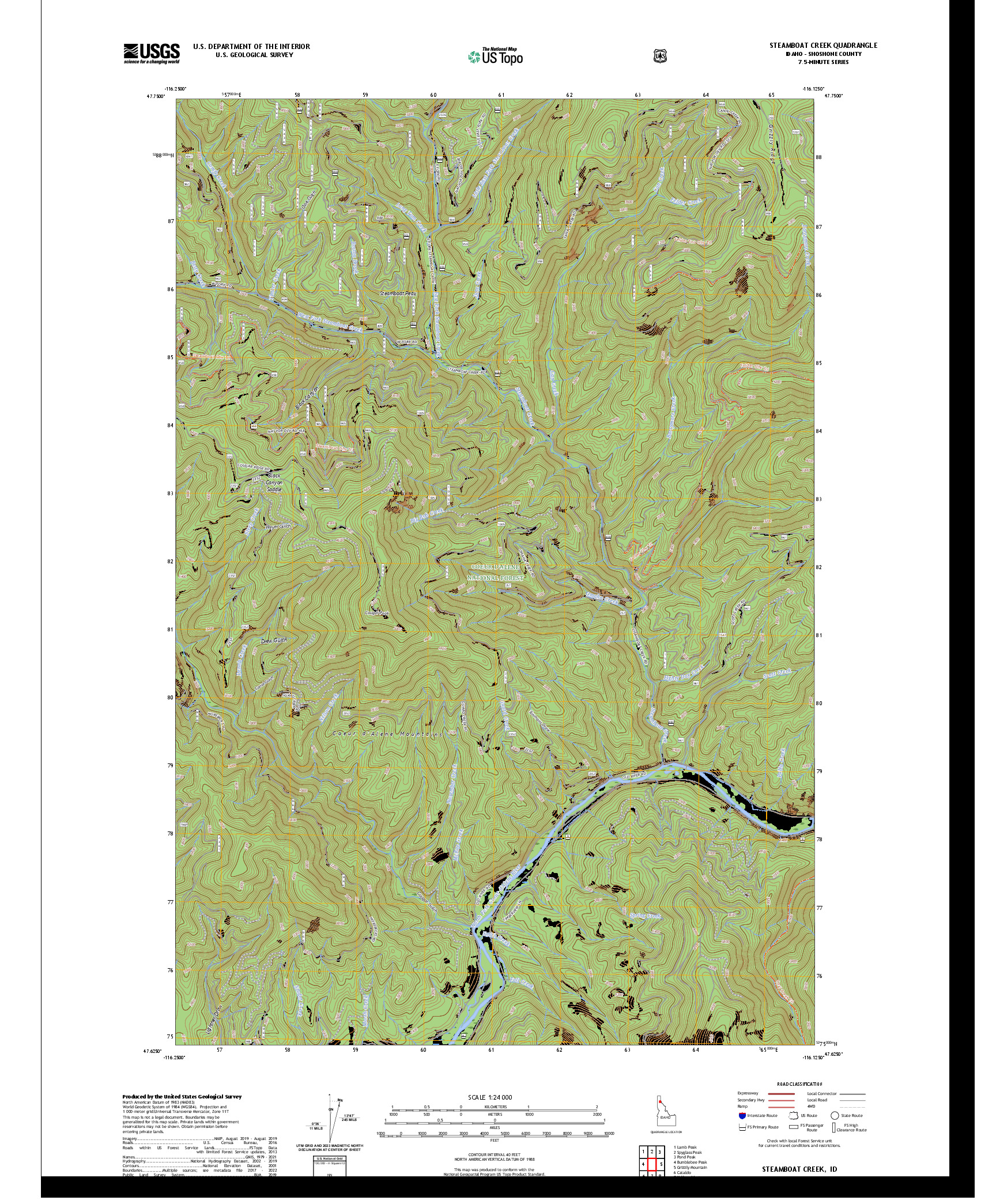 US TOPO 7.5-MINUTE MAP FOR STEAMBOAT CREEK, ID