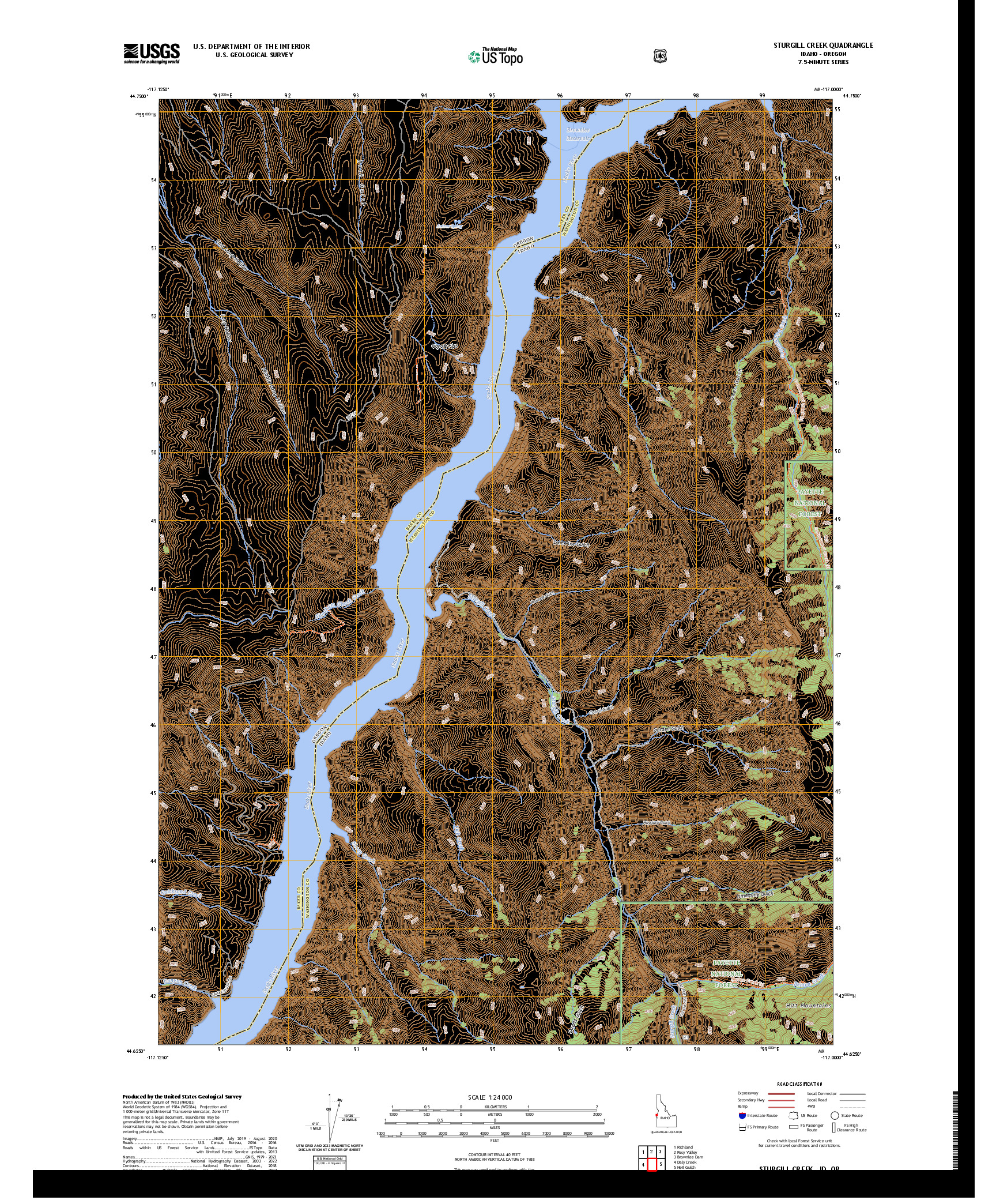 US TOPO 7.5-MINUTE MAP FOR STURGILL CREEK, ID,OR
