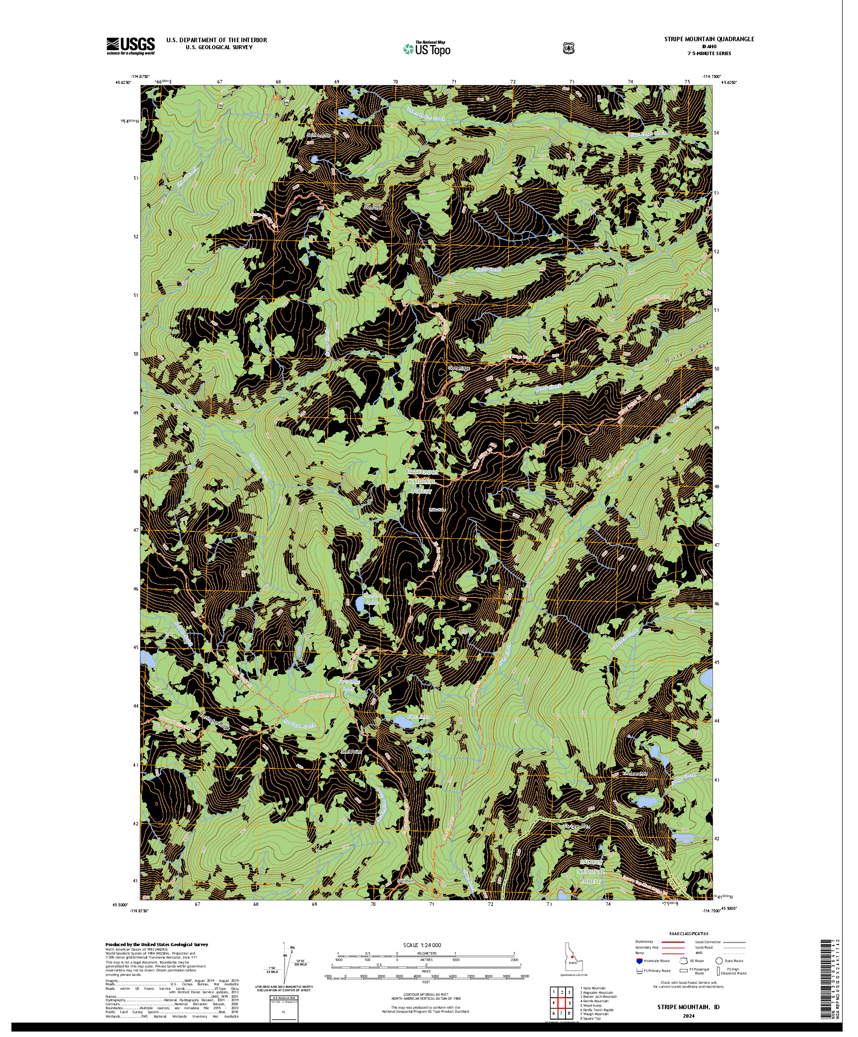 US TOPO 7.5-MINUTE MAP FOR STRIPE MOUNTAIN, ID