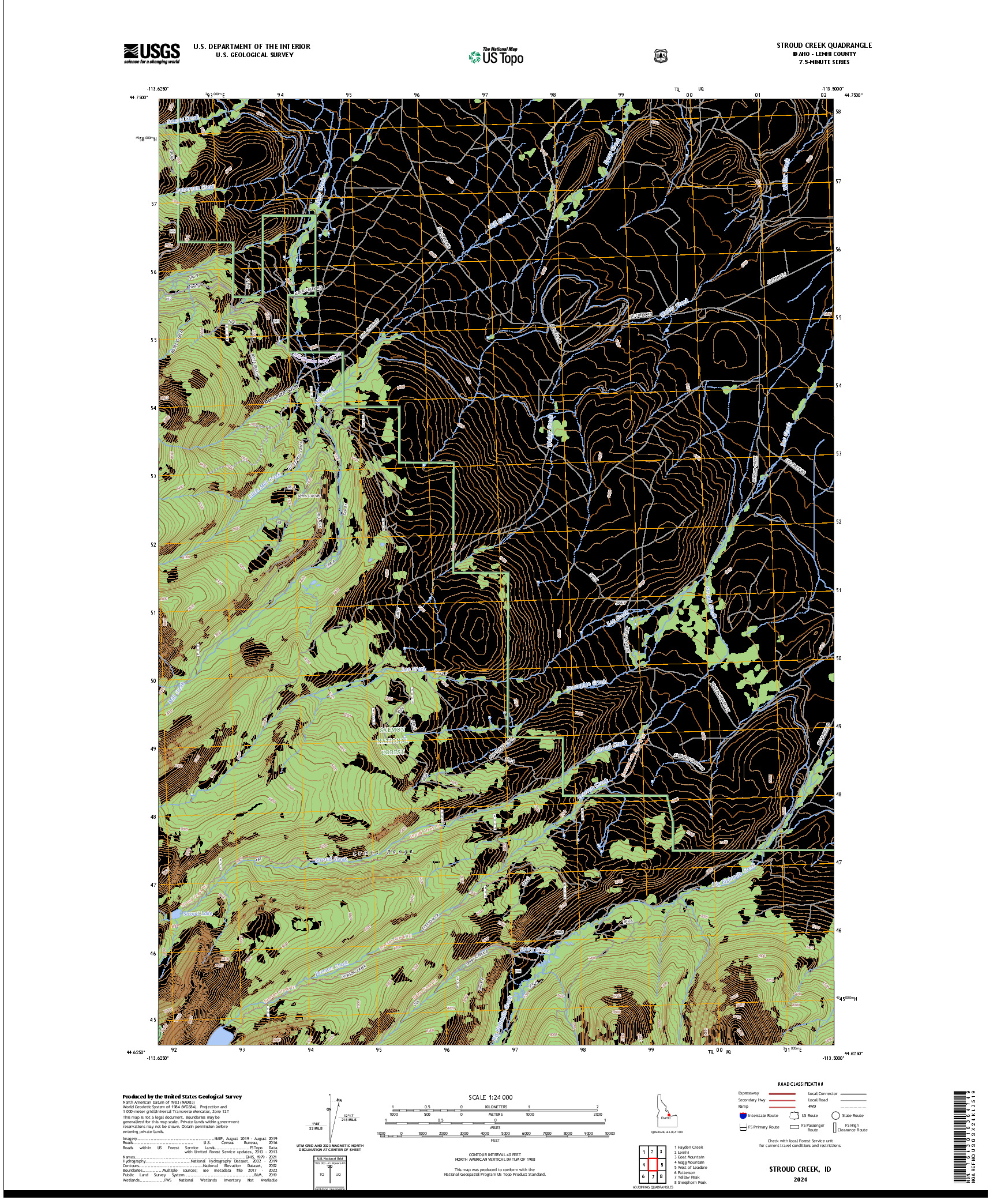US TOPO 7.5-MINUTE MAP FOR STROUD CREEK, ID