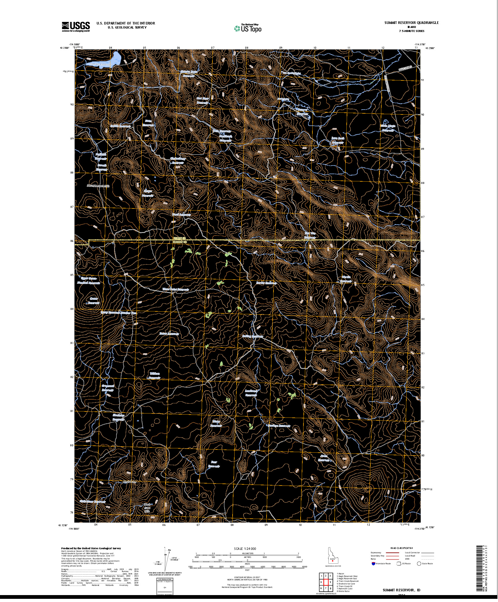 US TOPO 7.5-MINUTE MAP FOR SUMMIT RESERVOIR, ID