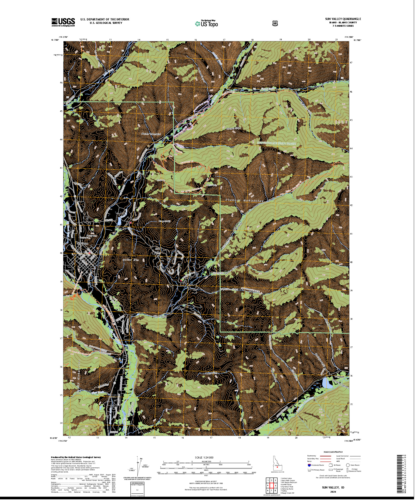 US TOPO 7.5-MINUTE MAP FOR SUN VALLEY, ID