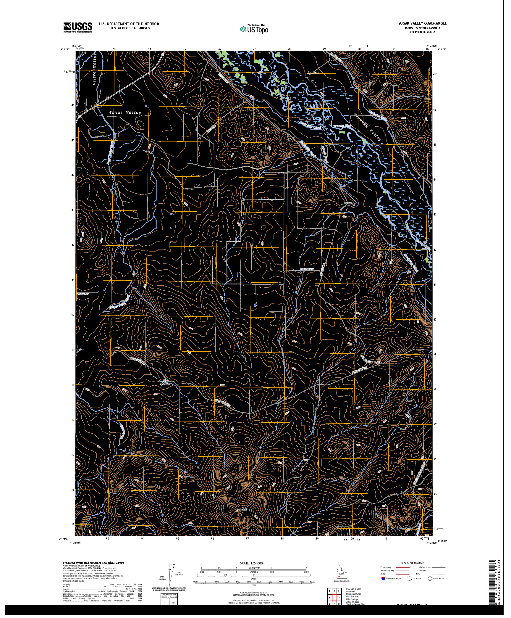 US TOPO 7.5-MINUTE MAP FOR SUGAR VALLEY, ID