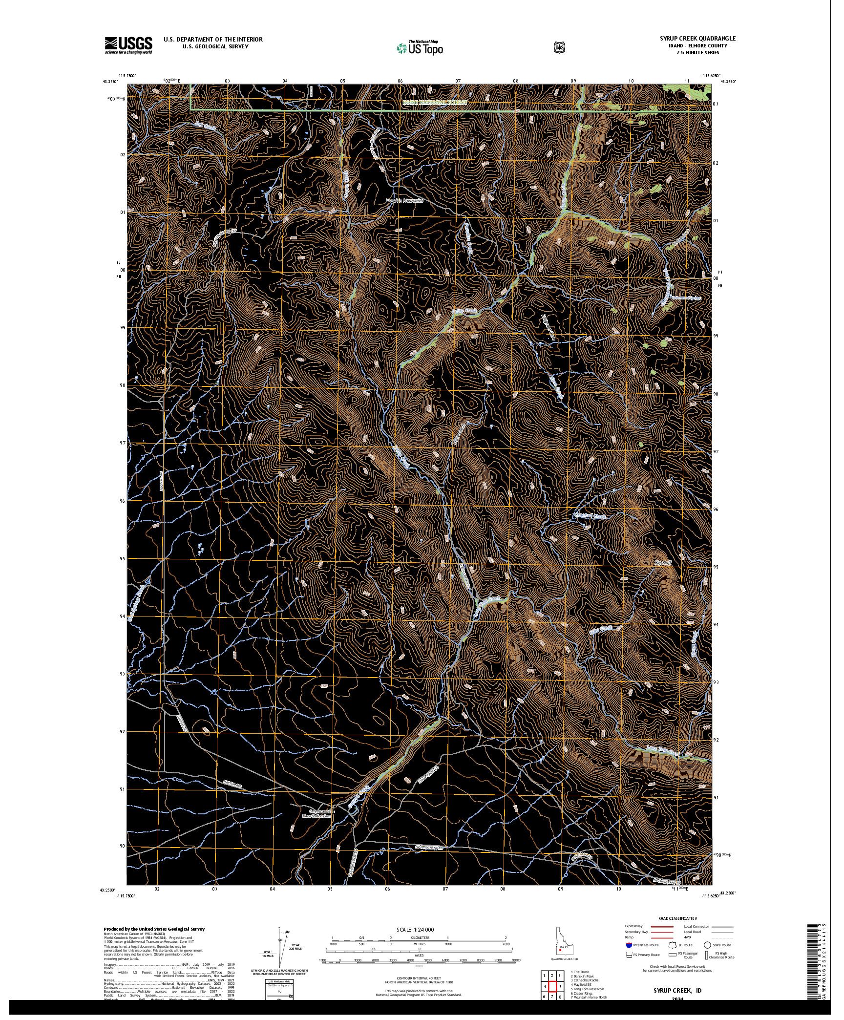 US TOPO 7.5-MINUTE MAP FOR SYRUP CREEK, ID