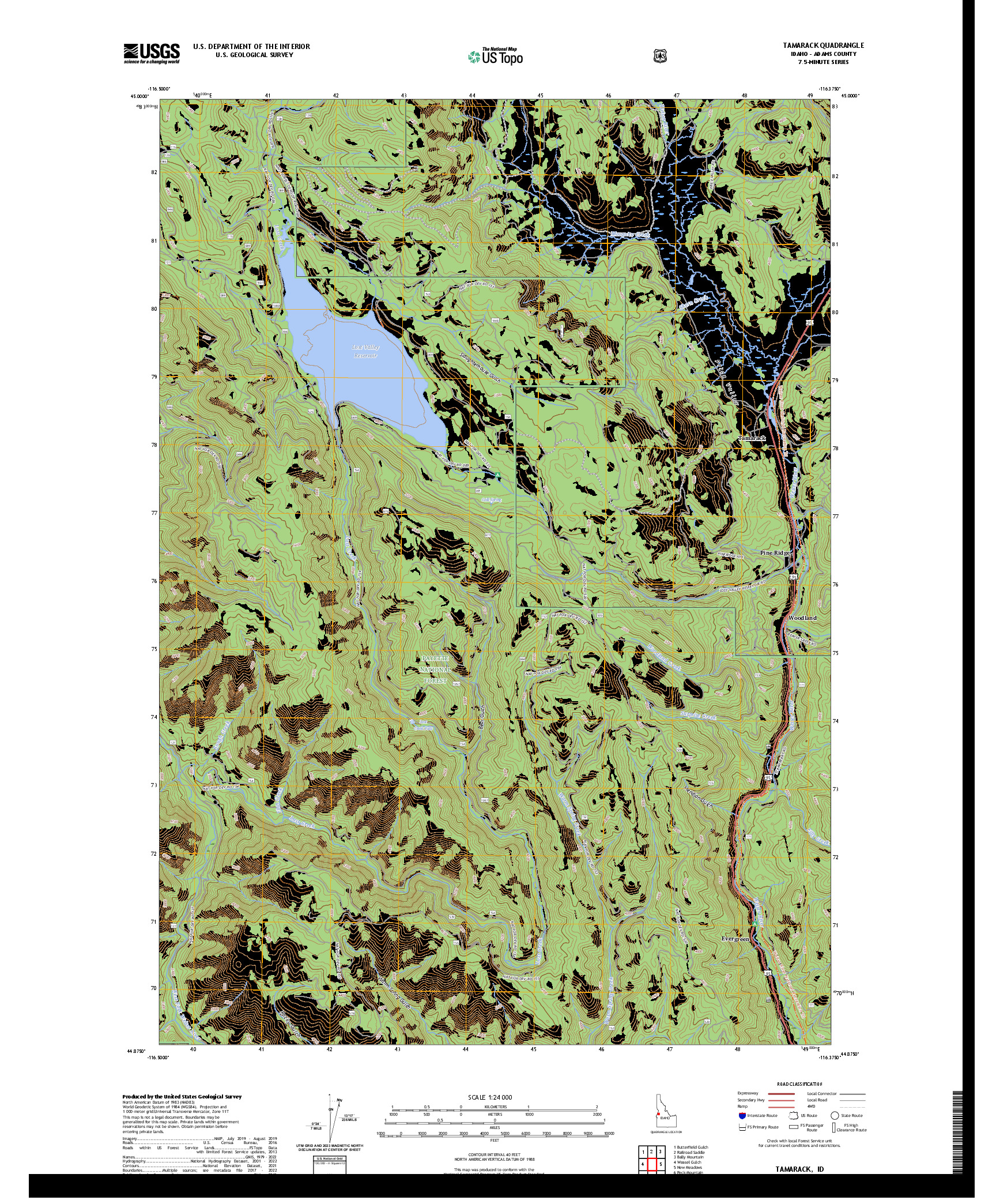 US TOPO 7.5-MINUTE MAP FOR TAMARACK, ID