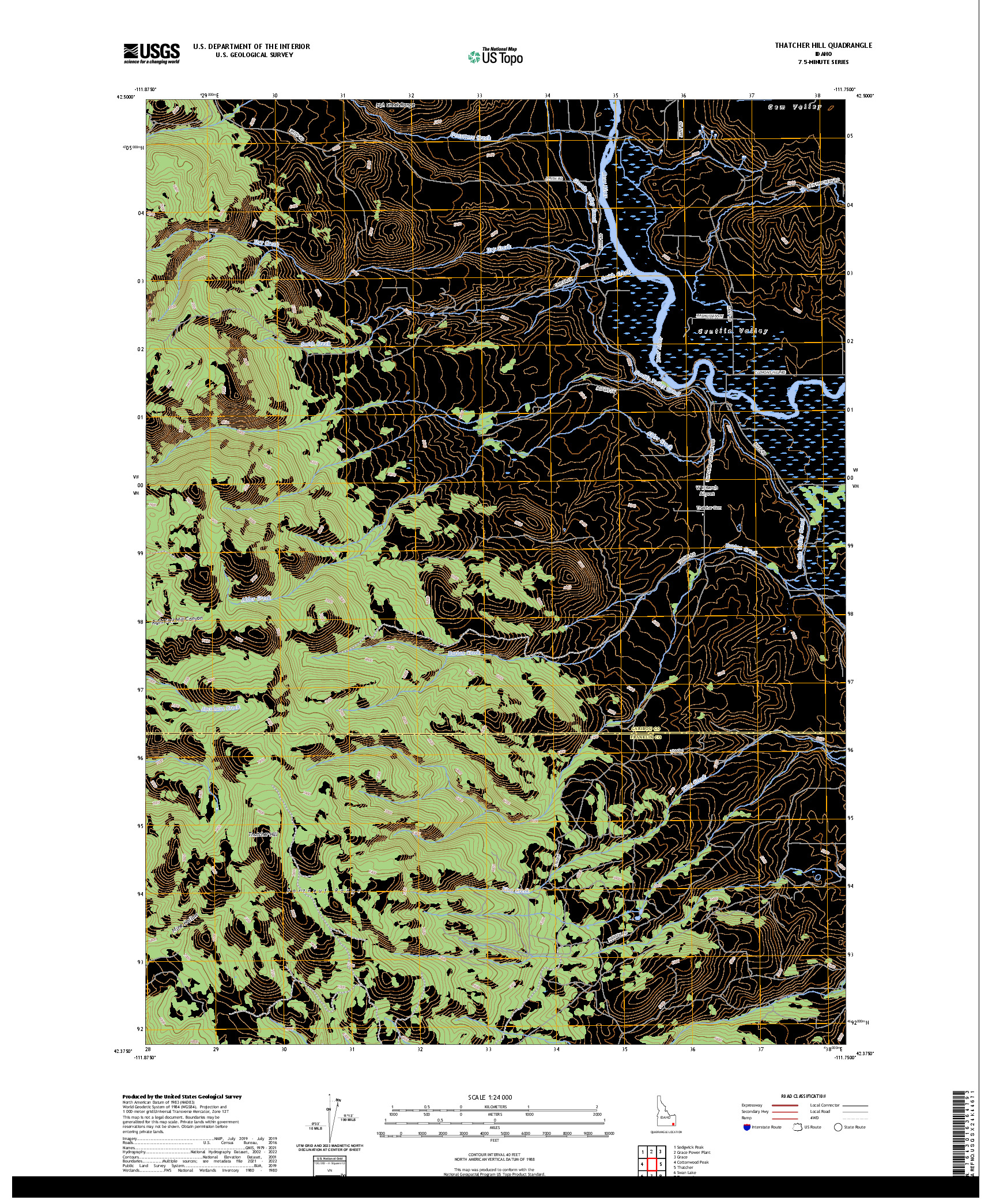 US TOPO 7.5-MINUTE MAP FOR THATCHER HILL, ID