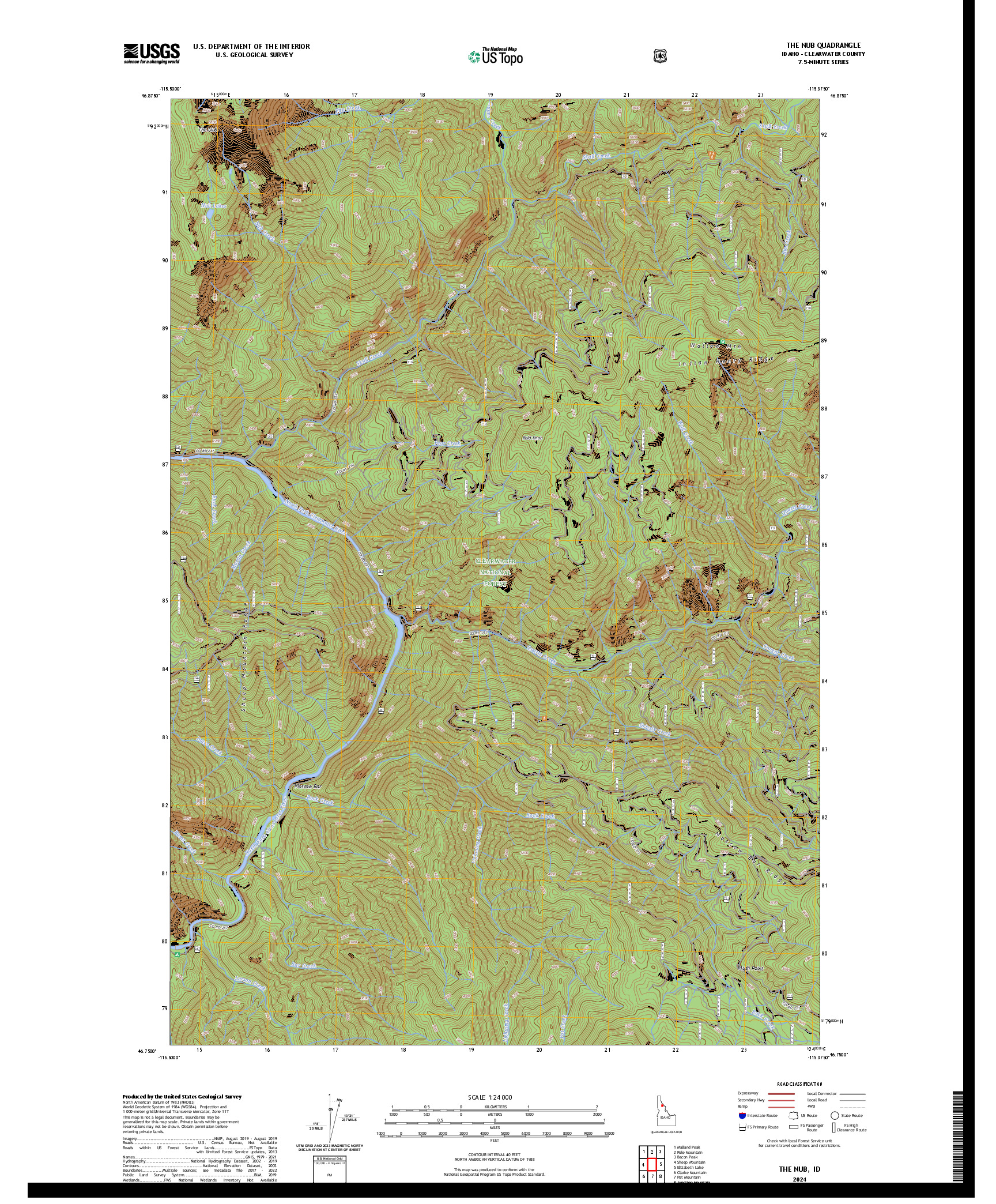 US TOPO 7.5-MINUTE MAP FOR THE NUB, ID
