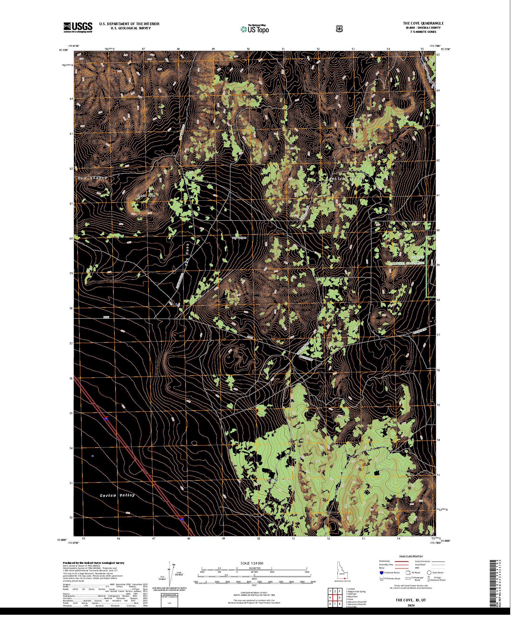 US TOPO 7.5-MINUTE MAP FOR THE COVE, ID,UT