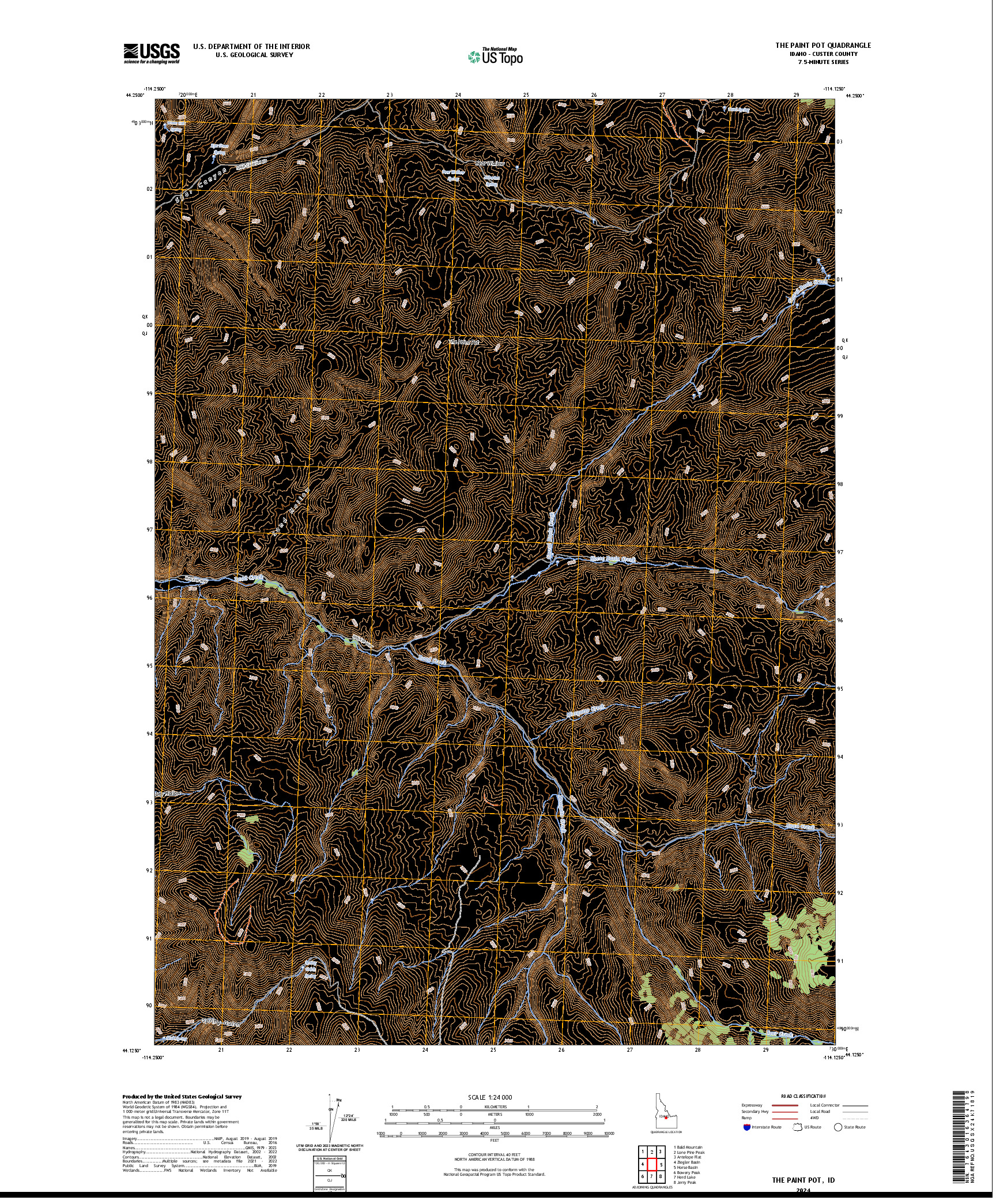 US TOPO 7.5-MINUTE MAP FOR THE PAINT POT, ID
