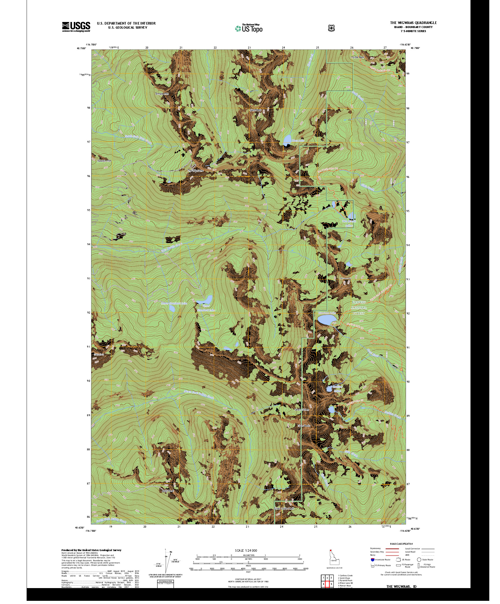 US TOPO 7.5-MINUTE MAP FOR THE WIGWAMS, ID