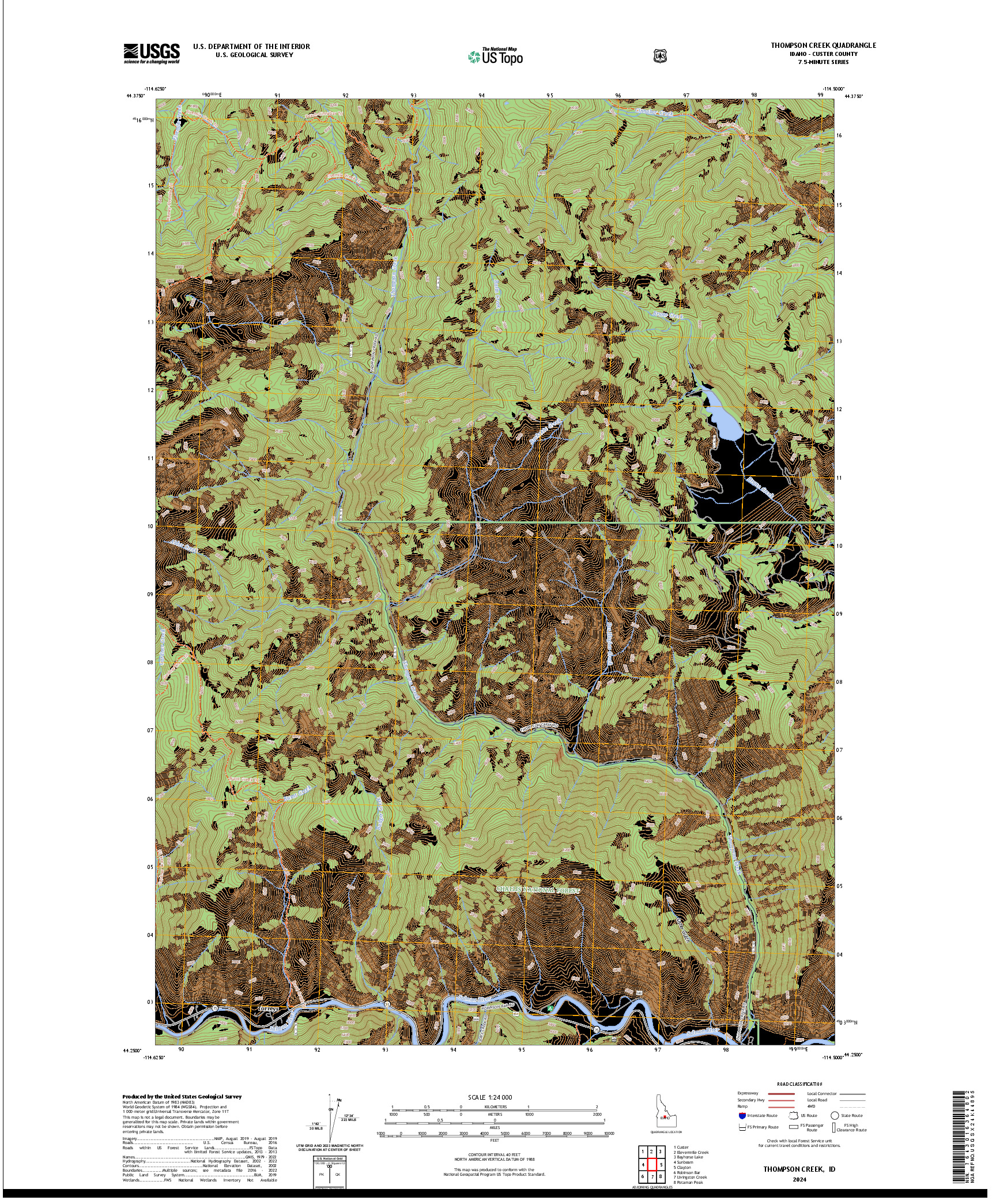 US TOPO 7.5-MINUTE MAP FOR THOMPSON CREEK, ID