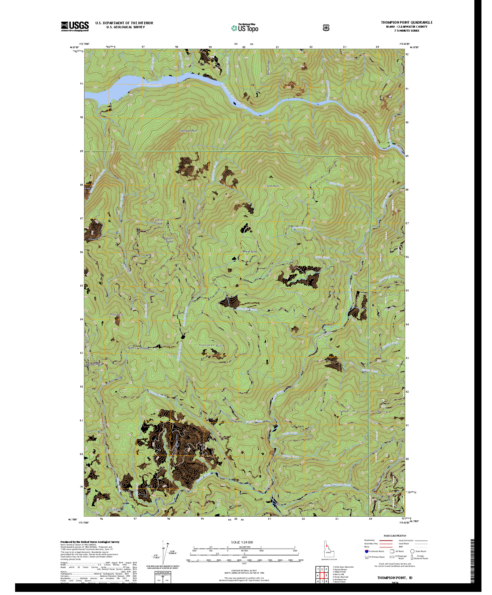 US TOPO 7.5-MINUTE MAP FOR THOMPSON POINT, ID