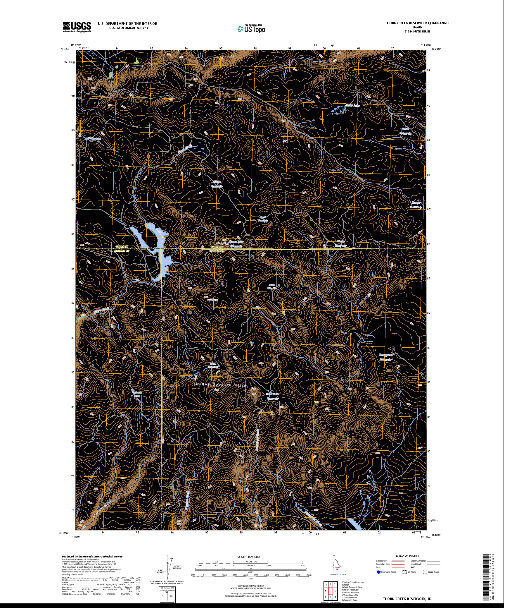 US TOPO 7.5-MINUTE MAP FOR THORN CREEK RESERVOIR, ID