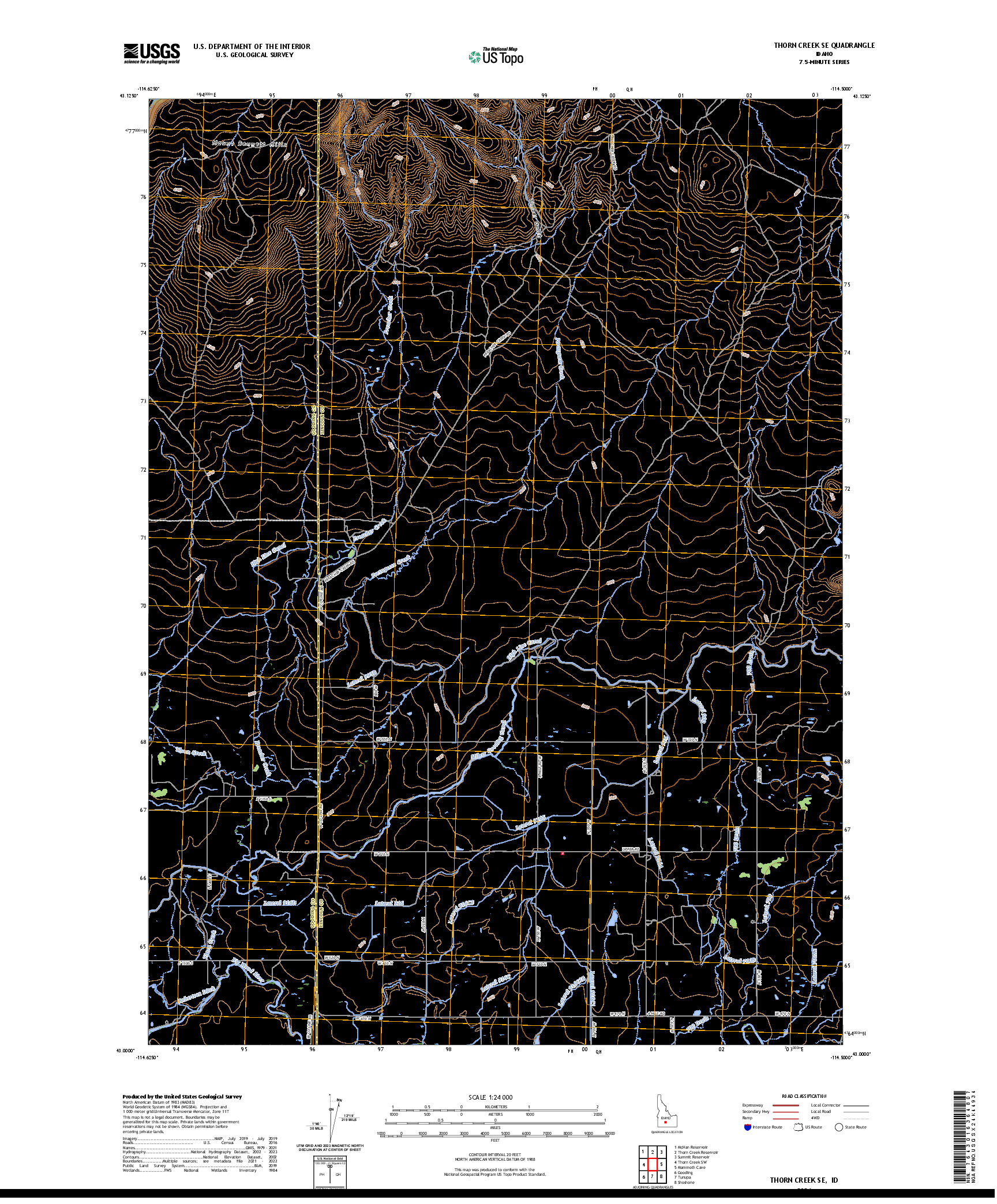 US TOPO 7.5-MINUTE MAP FOR THORN CREEK SE, ID
