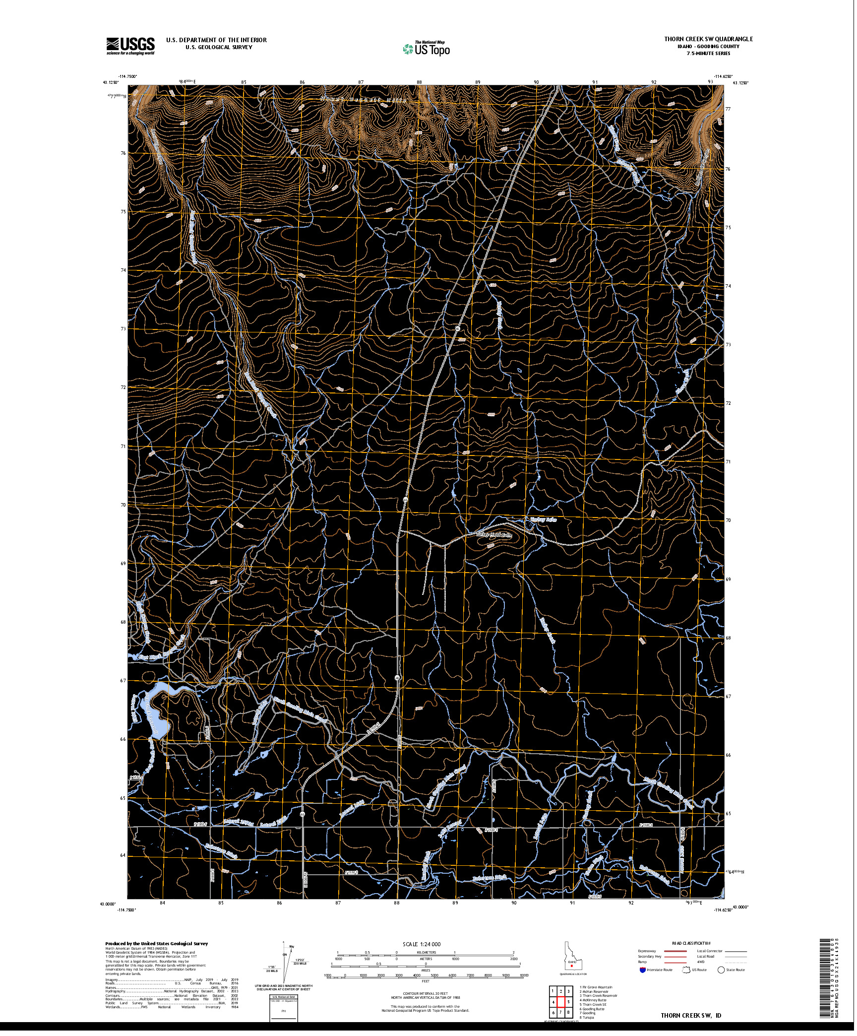 US TOPO 7.5-MINUTE MAP FOR THORN CREEK SW, ID