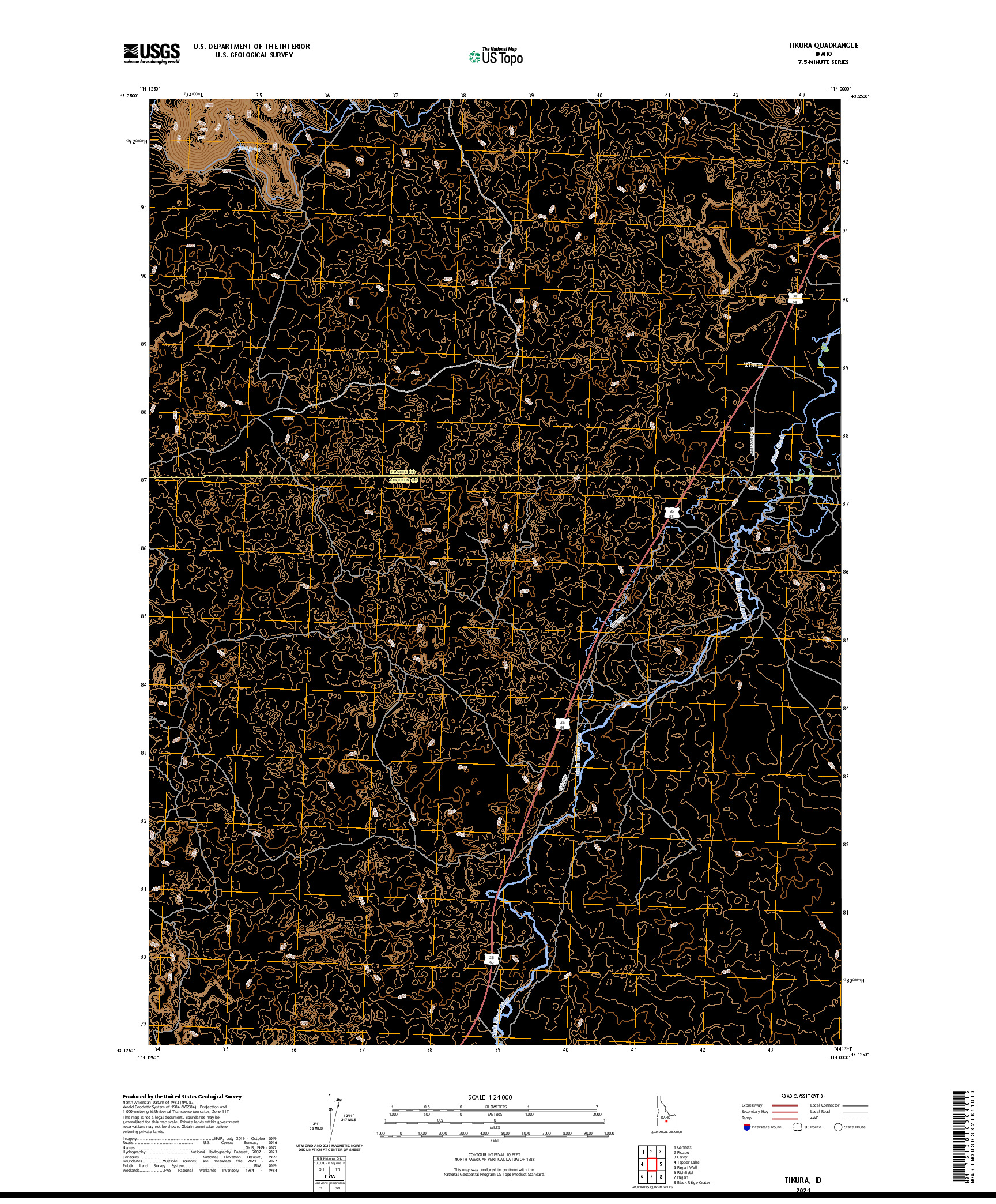 US TOPO 7.5-MINUTE MAP FOR TIKURA, ID