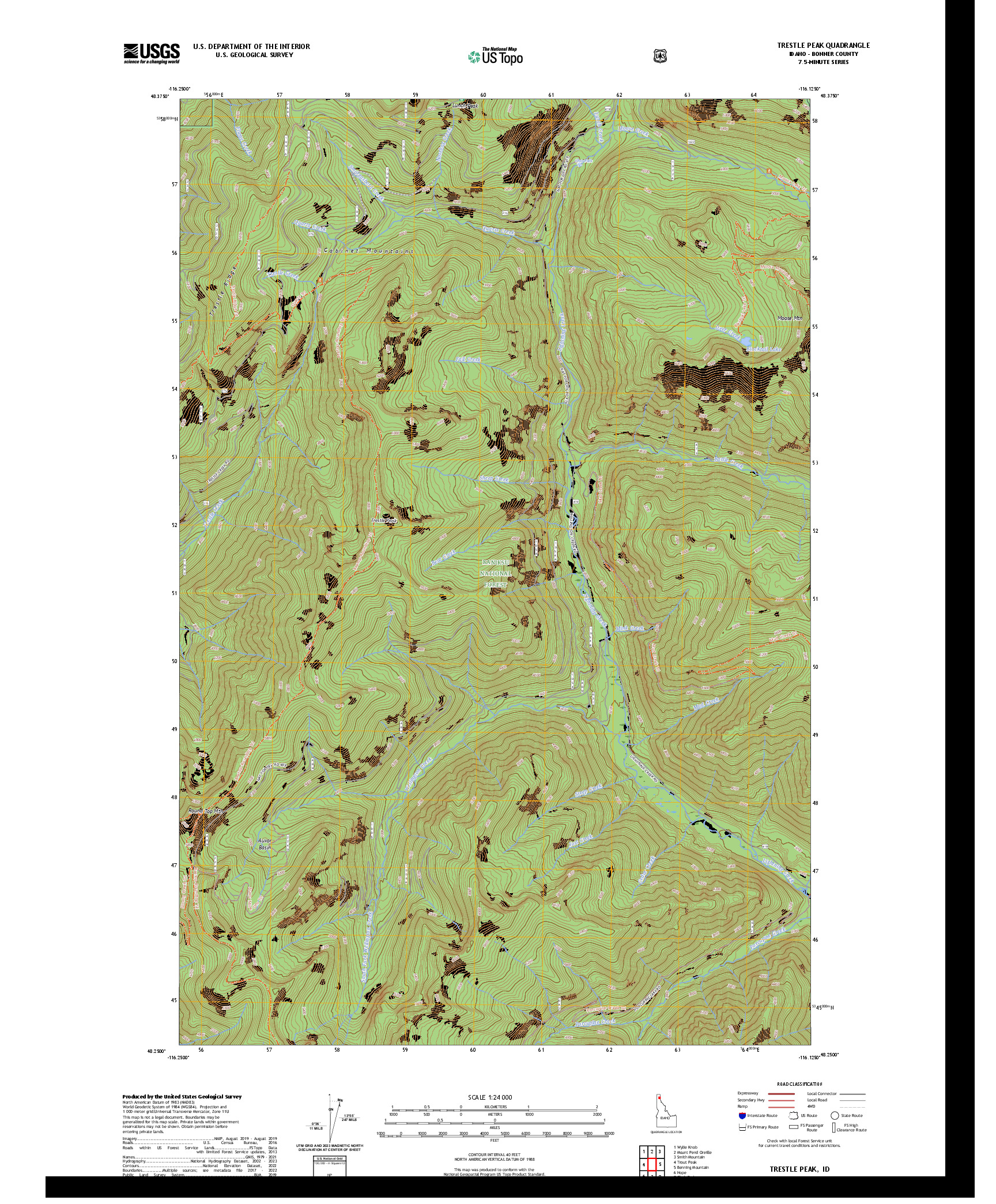 US TOPO 7.5-MINUTE MAP FOR TRESTLE PEAK, ID