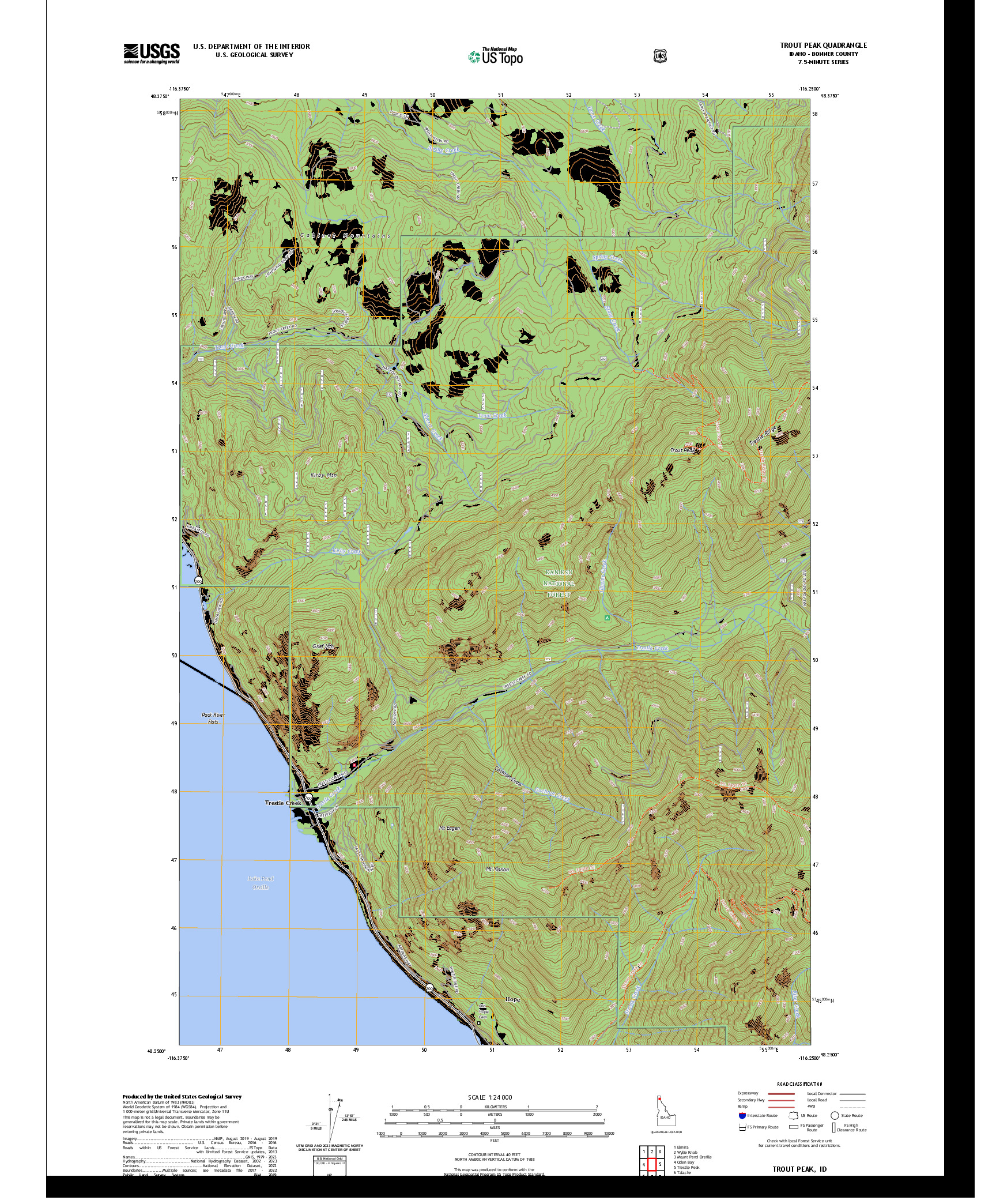 US TOPO 7.5-MINUTE MAP FOR TROUT PEAK, ID