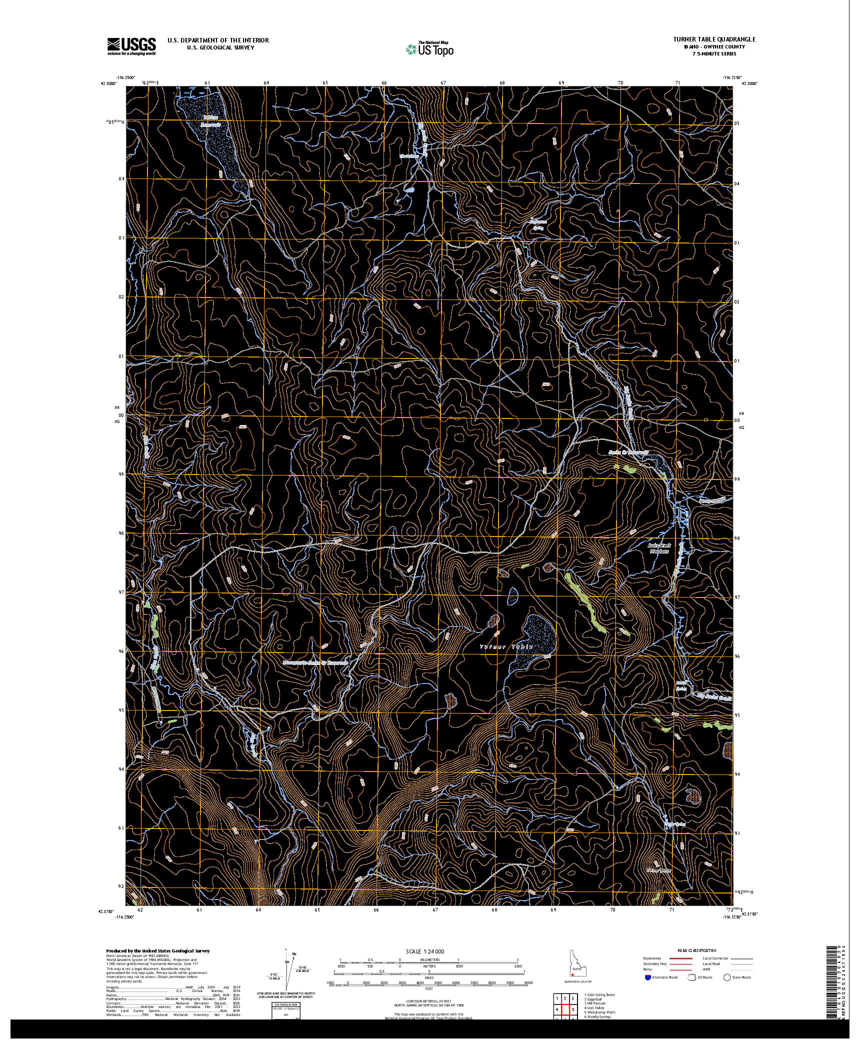 US TOPO 7.5-MINUTE MAP FOR TURNER TABLE, ID